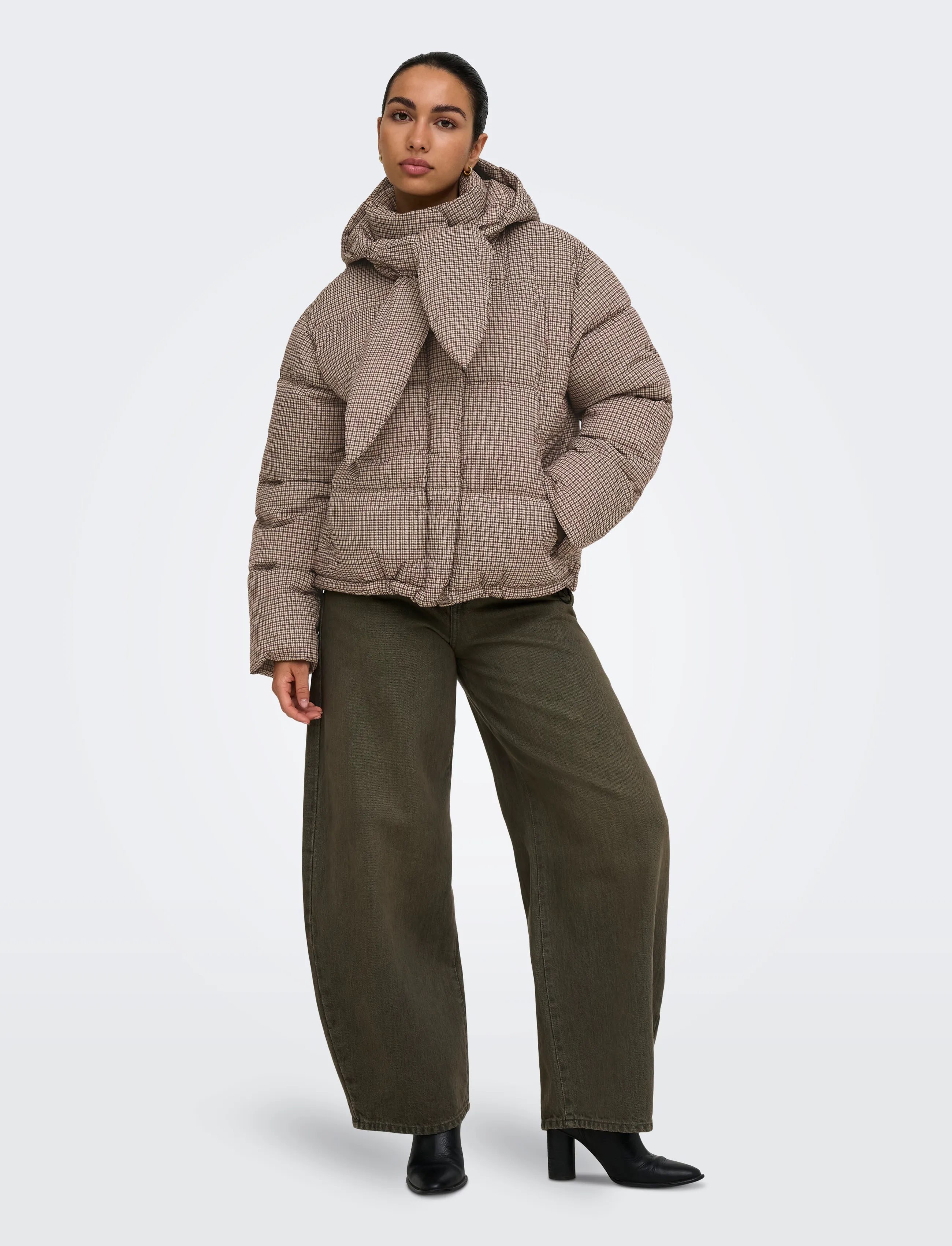 ONLY - ONLMIA SCARF CHECK PUFFER JACKET OTW - winterjacken - toasted coconut - 4