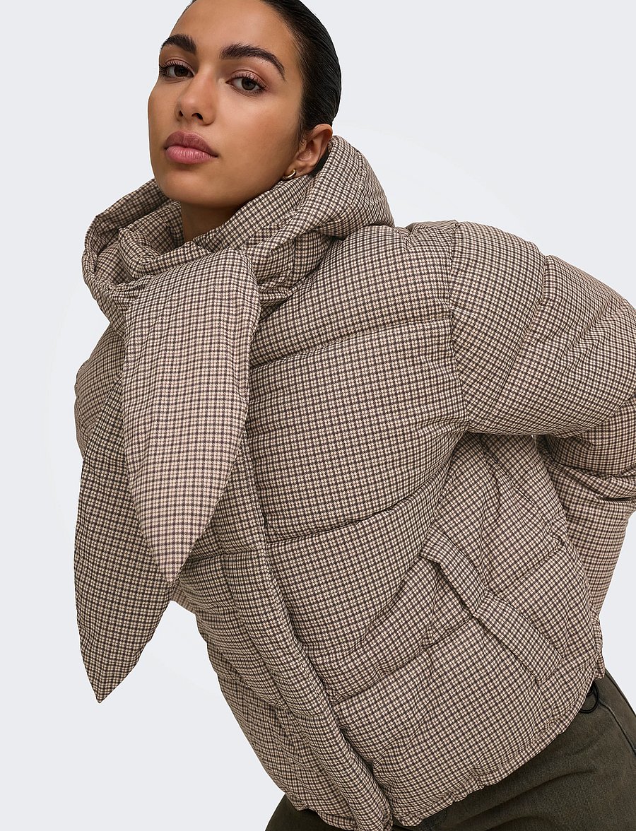 ONLY - ONLMIA SCARF CHECK PUFFER JACKET OTW - winterjacken - toasted coconut - 5