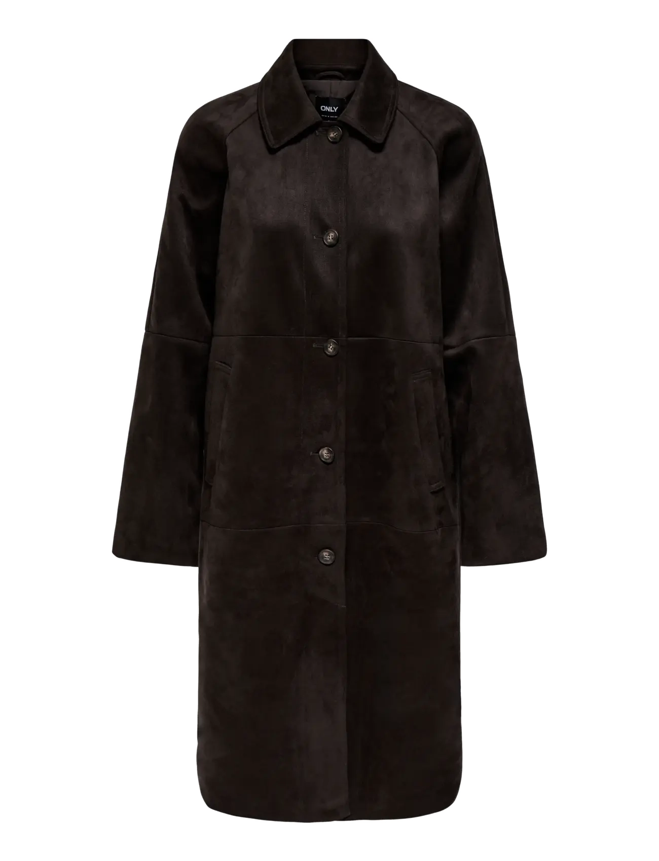 ONLY ONLCAROLINA LONG FAUX SUEDE COAT OTW - Clothing - JAVA / brown