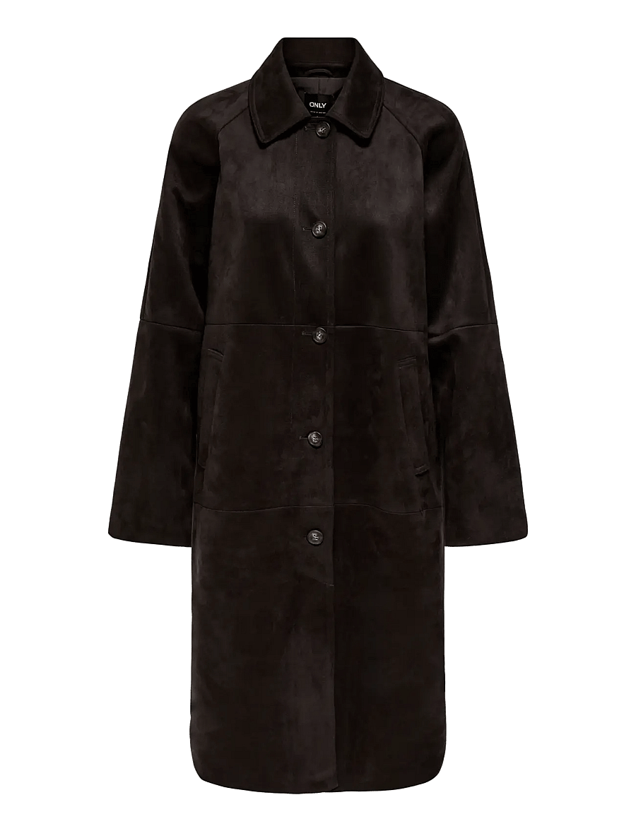 ONLY - ONLCAROLINA LONG FAUX SUEDE COAT OTW - light coats - java - 0