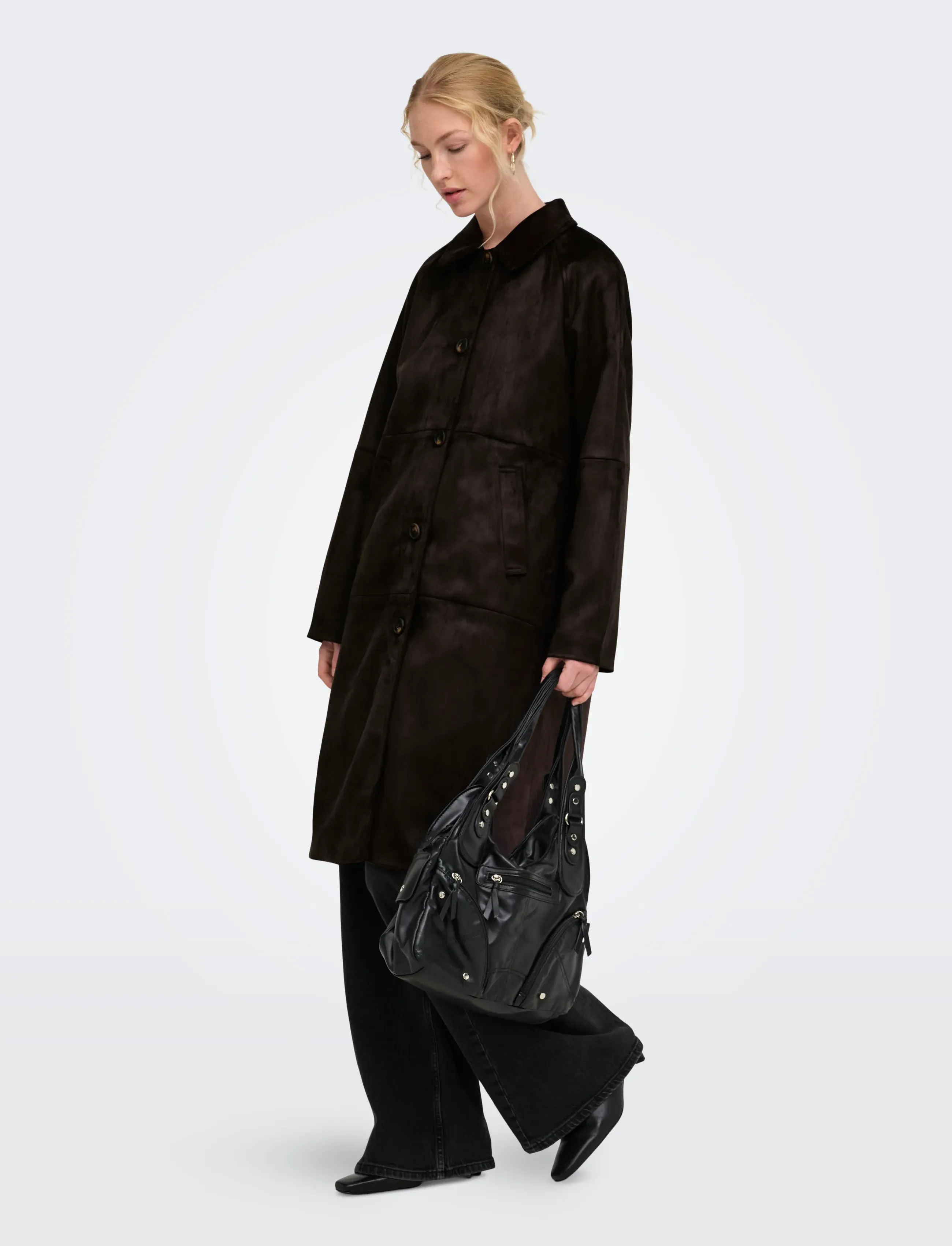 ONLY ONLCAROLINA LONG FAUX SUEDE COAT OTW - Mantlid - JAVA / brown