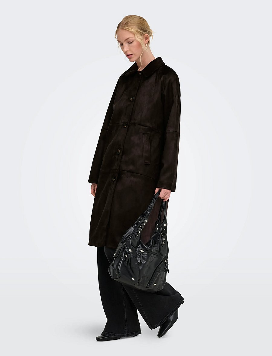 ONLY - ONLCAROLINA LONG FAUX SUEDE COAT OTW - leichte mäntel - java - 0
