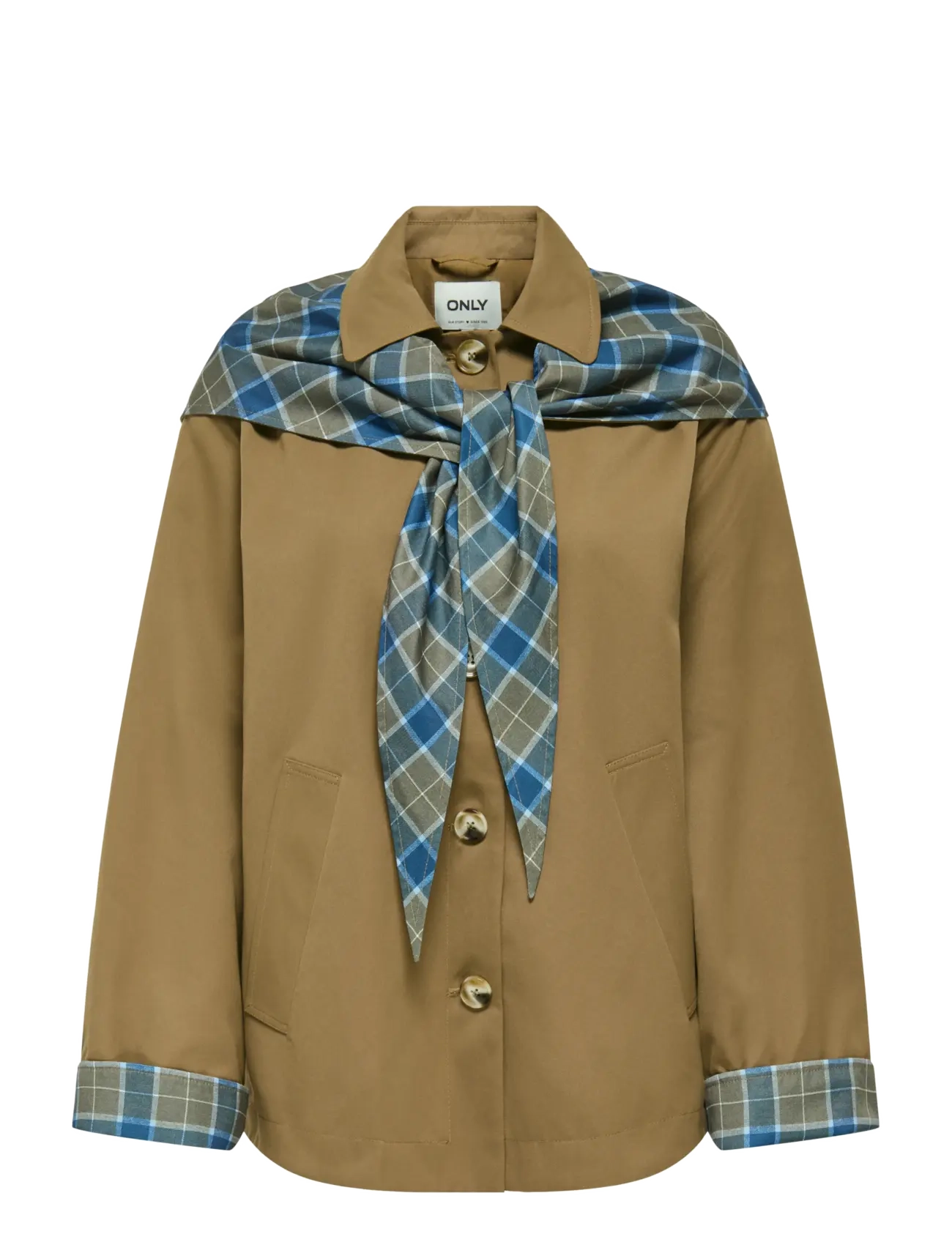 ONLY - ONLZENIA MIX CHECK SCARF JACKET OTW - ermine - 1