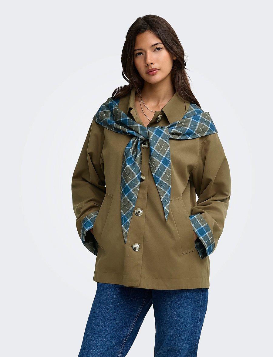 ONLY - ONLZENIA MIX CHECK SCARF JACKET OTW - ermine - 0