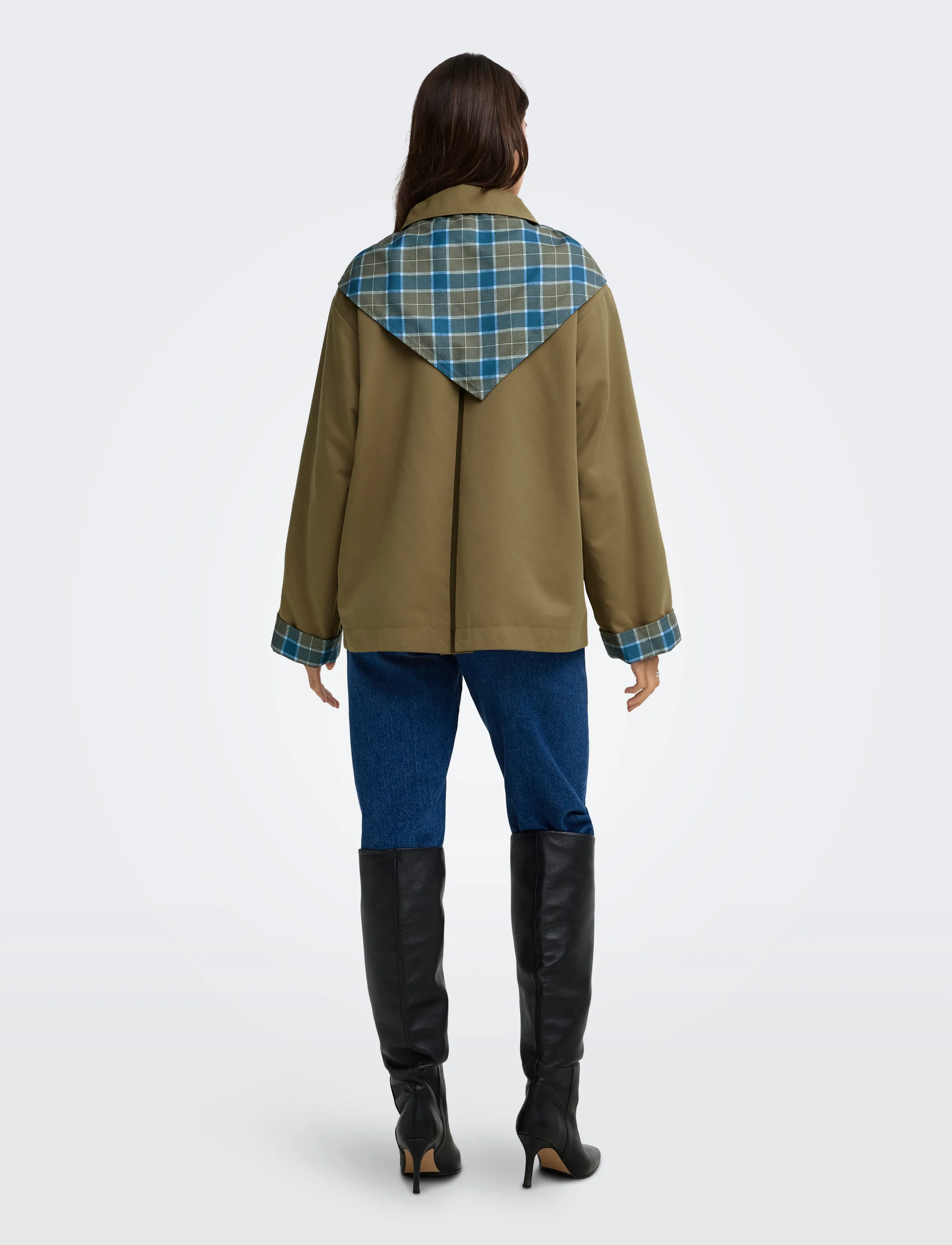 ONLY - ONLZENIA MIX CHECK SCARF JACKET OTW - ermine - 3