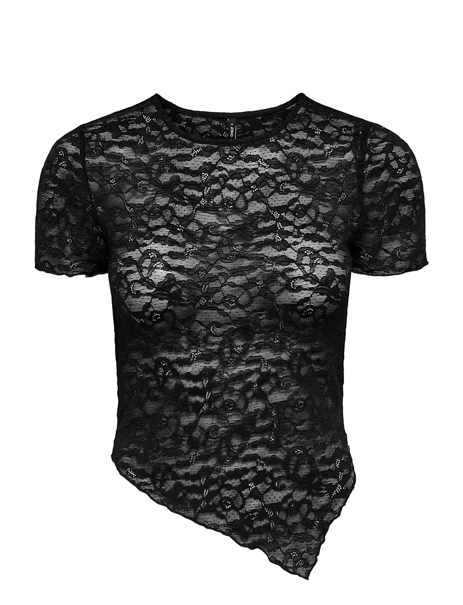 ONLY - ONLLIVA S/S LACE TOP CS JRS - t-särgid - black - 1
