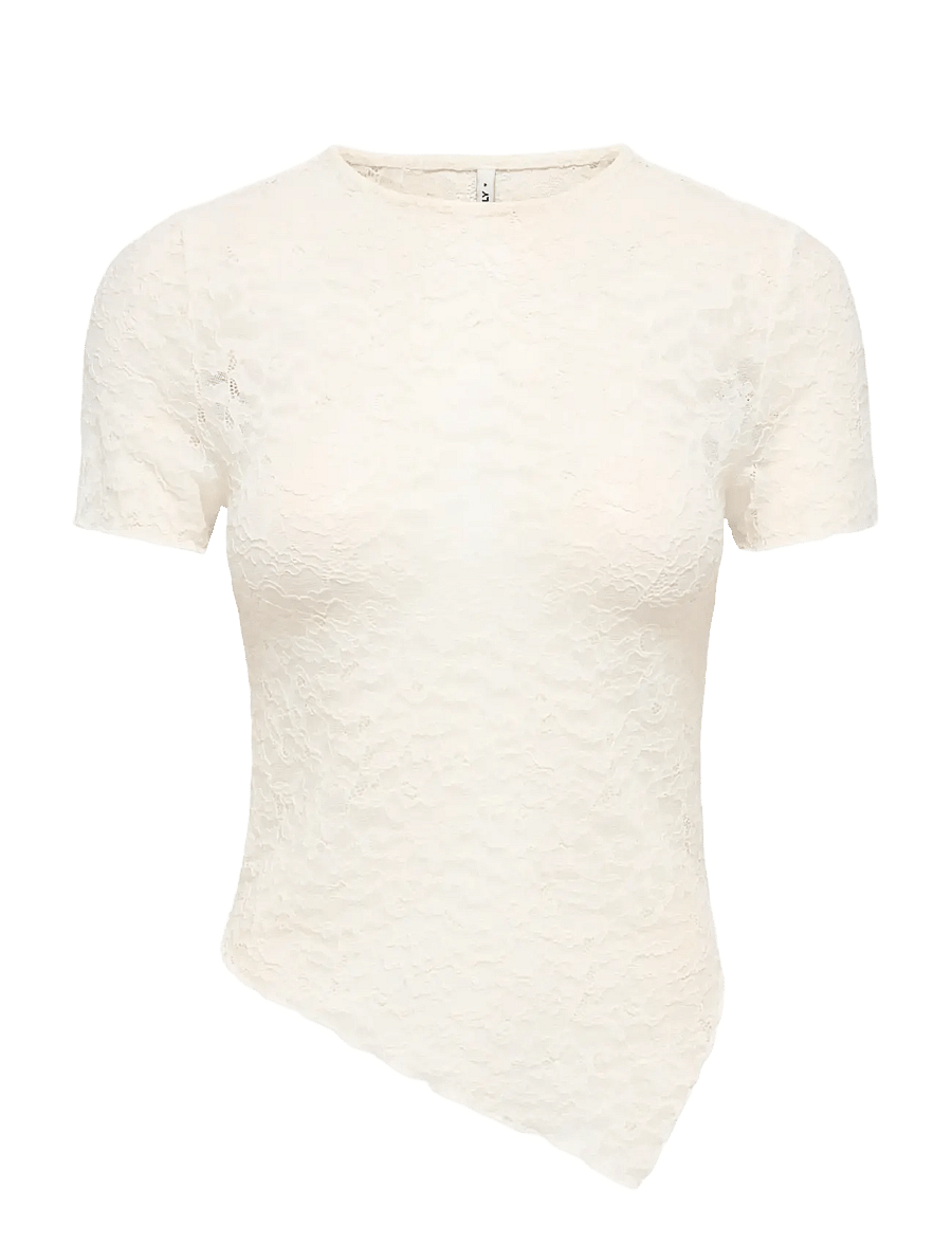 ONLY - ONLLIVA S/S LACE TOP CS JRS - t-shirts - cloud dancer - 1