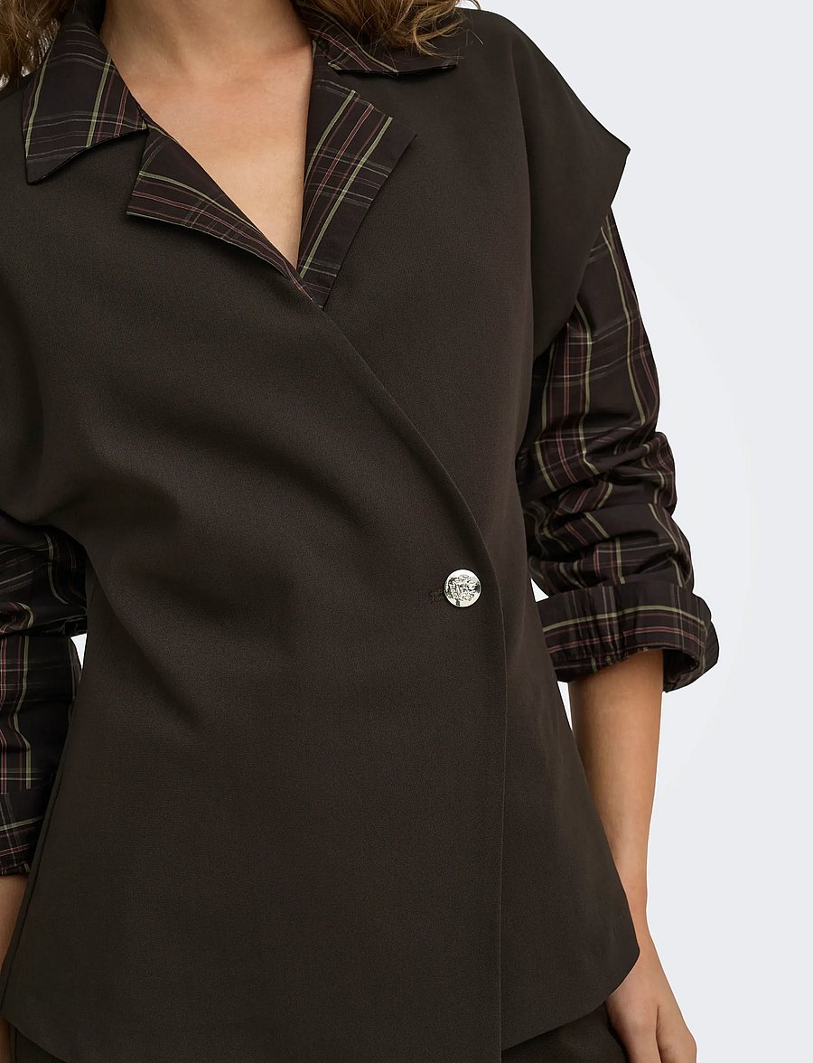 ONLY - ONLYASMINE S/S ASYMMETRIC SHIRT TLR - kurzärmlige hemden - chocolate torte - 5