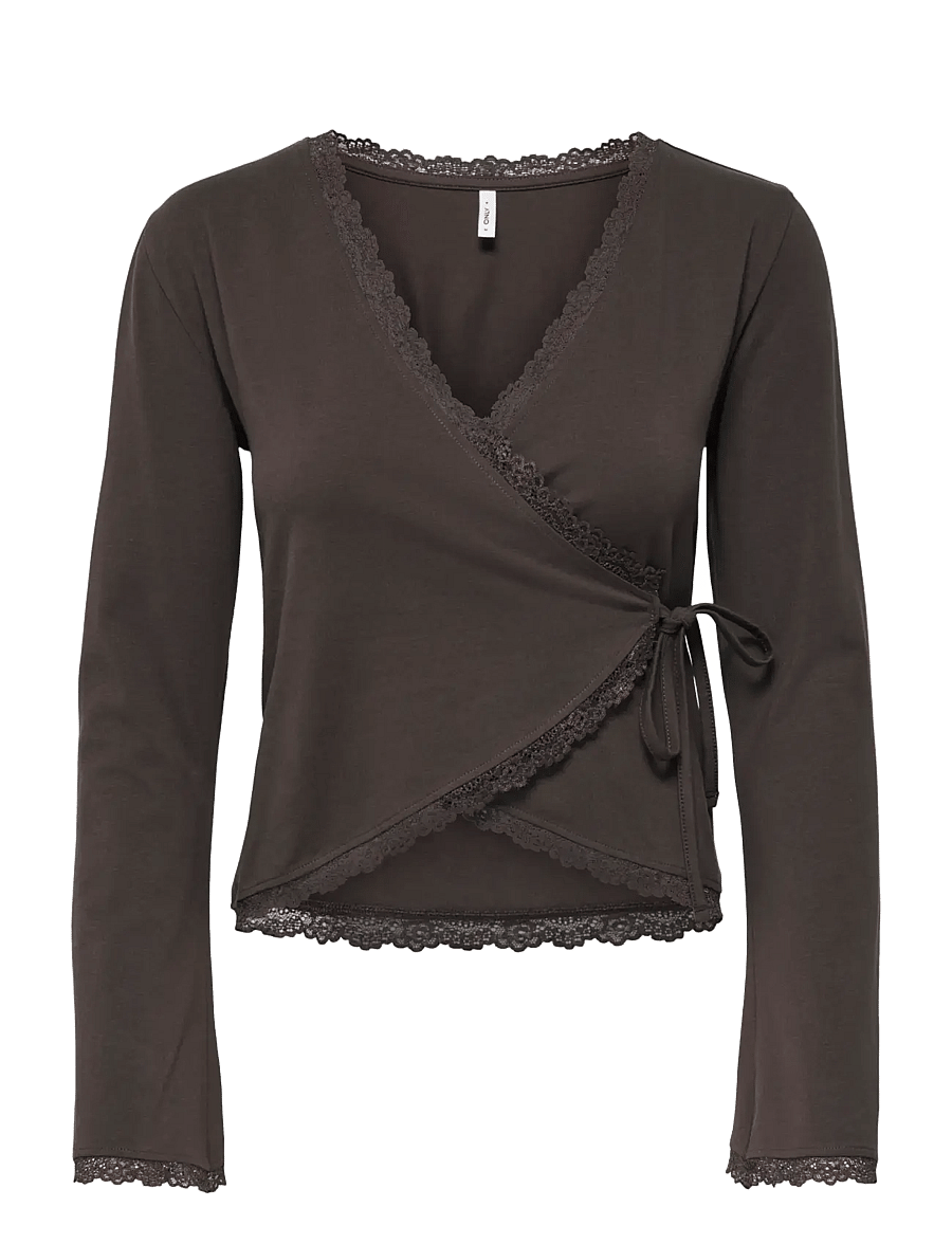 ONLY - ONLKISS CALM L/S WRAP CARDIGAN JRS - cardigans - chocolate torte - 0