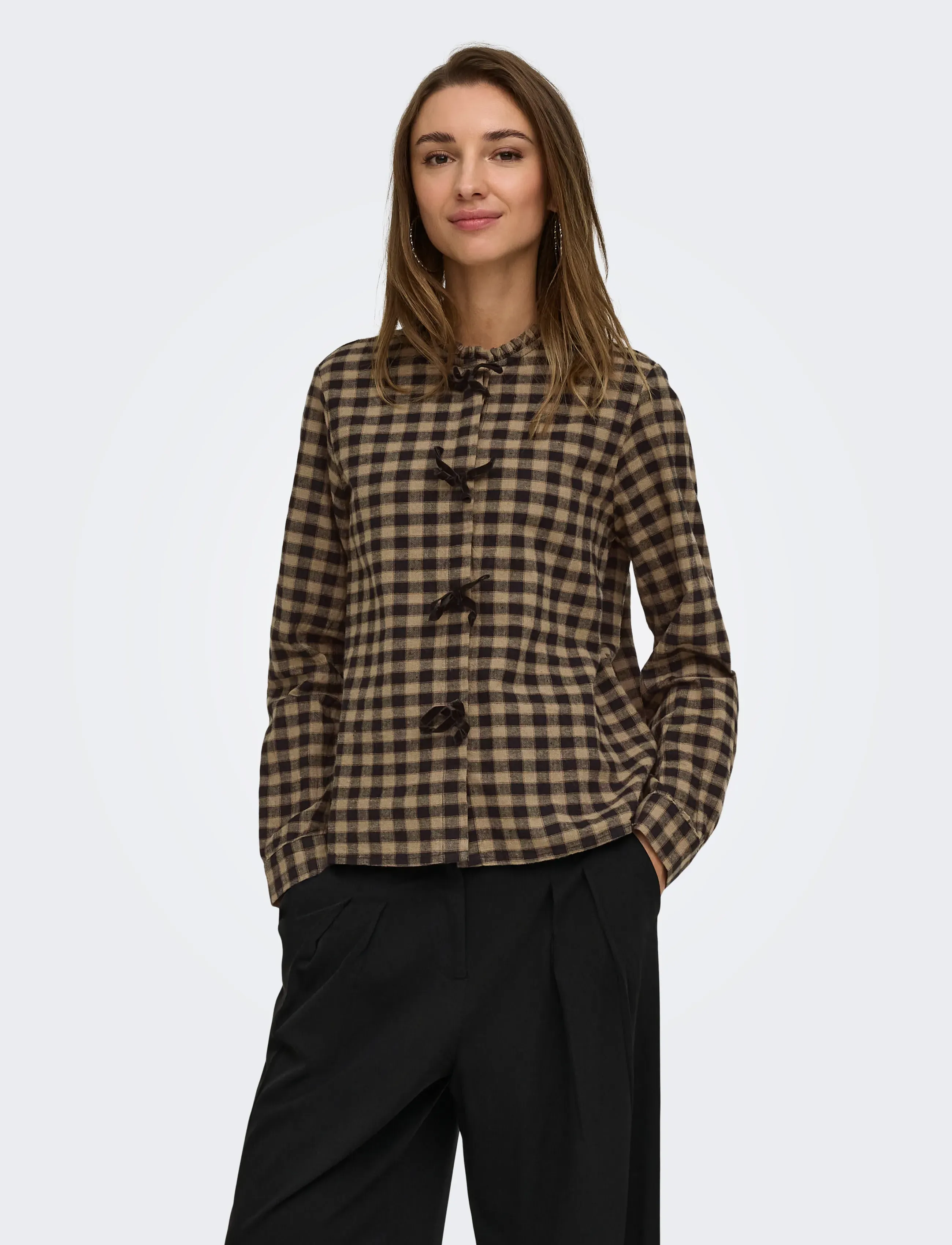 ONLY ONLFRIDA CHECK BOW DETAIL SHIRT WVN EX - ONLY - BLACK / black