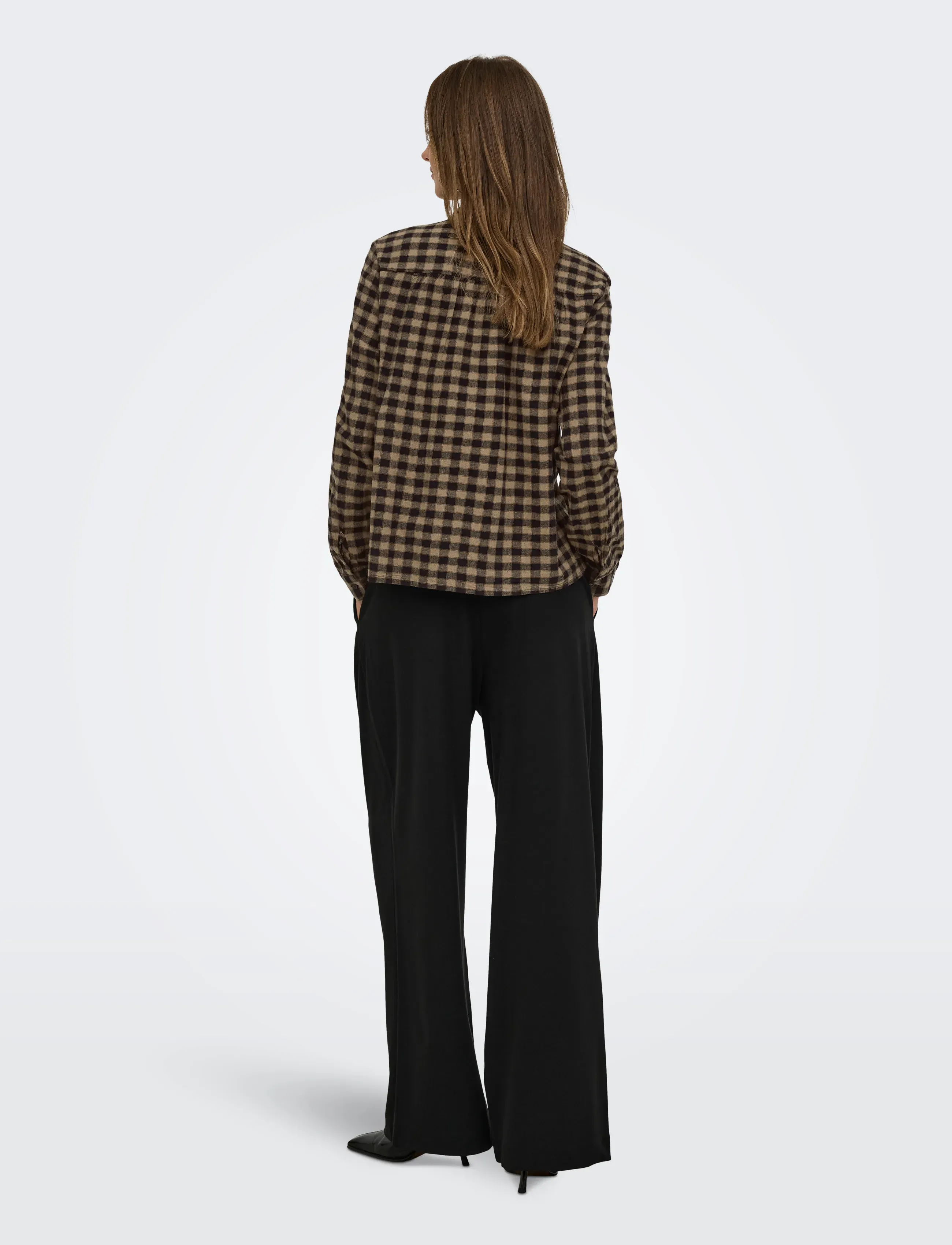 ONLY - ONLFRIDA CHECK BOW DETAIL SHIRT WVN EX - langerma skyrtur - black - 3