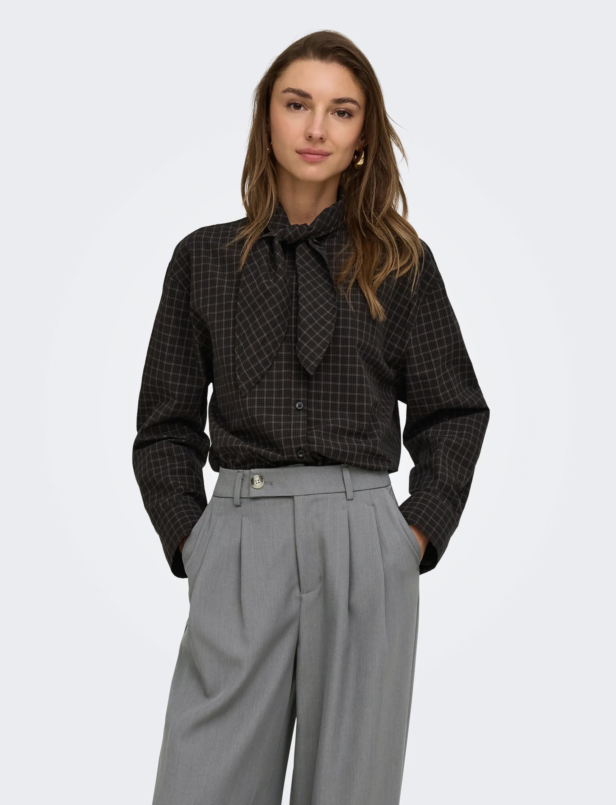 ONLY ONLMAYA CHECK BOW SHIRT WVN EX - ONLY - BLACK / black