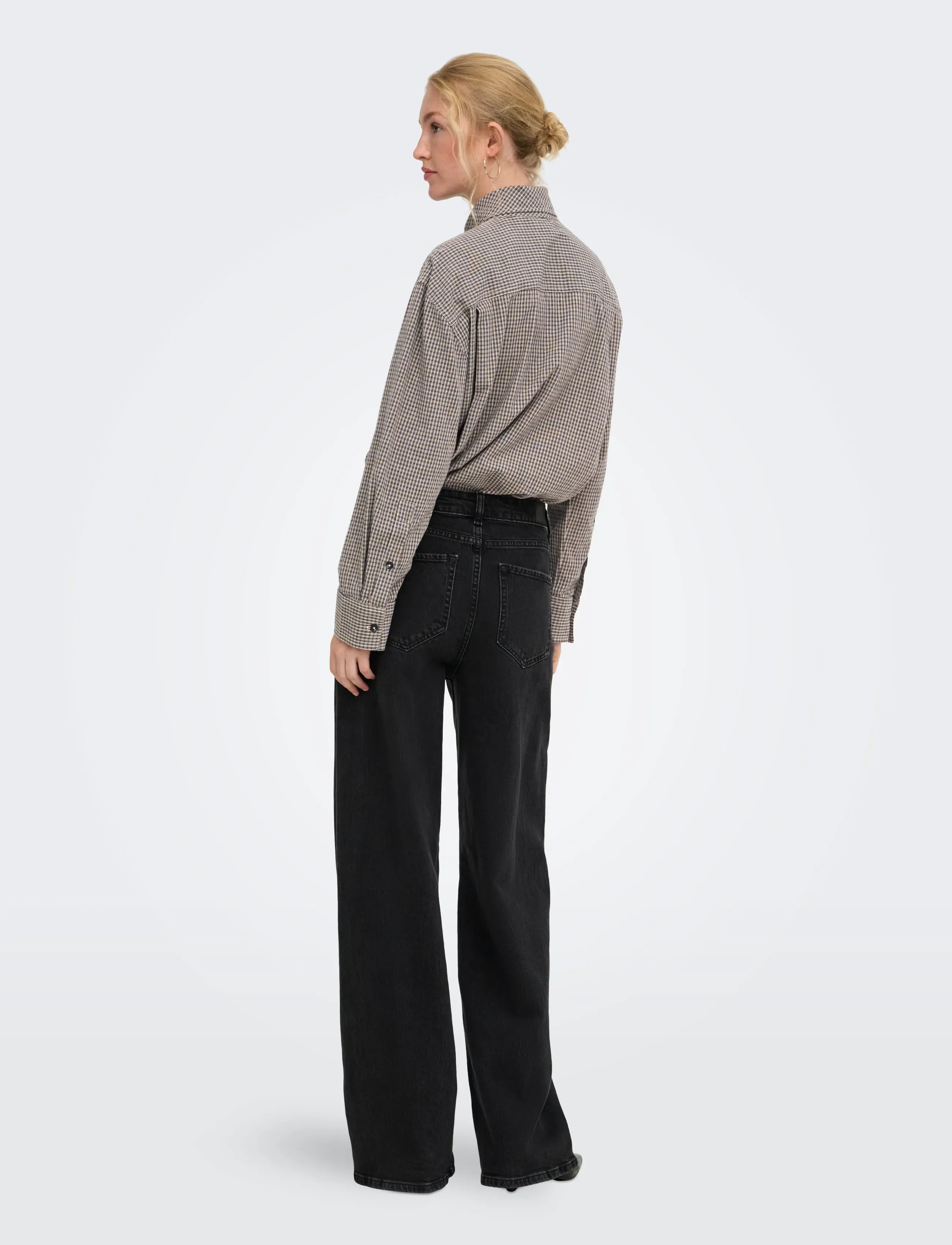 ONLY - ONLMAYA CHECK BOW SHIRT WVN EX - långärmade skjortor - black - 3