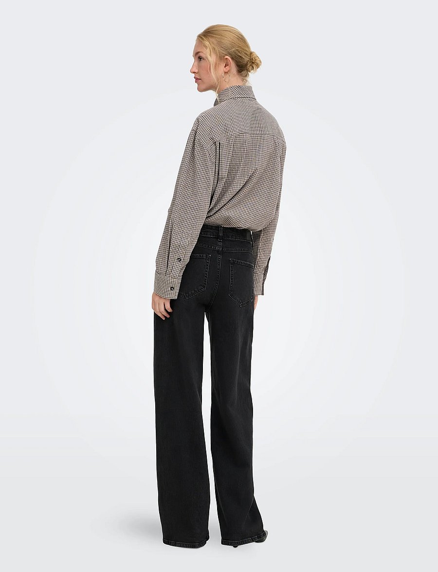 ONLY - ONLMAYA CHECK BOW SHIRT WVN EX - långärmade skjortor - black - 3