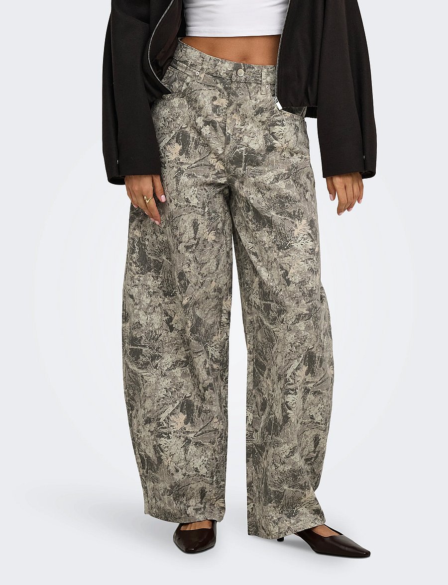 ONLY - ONLTAYLOR-BANU HW CAMO BARREL PANT PNT - barrel-teksad - smokey olive - 0