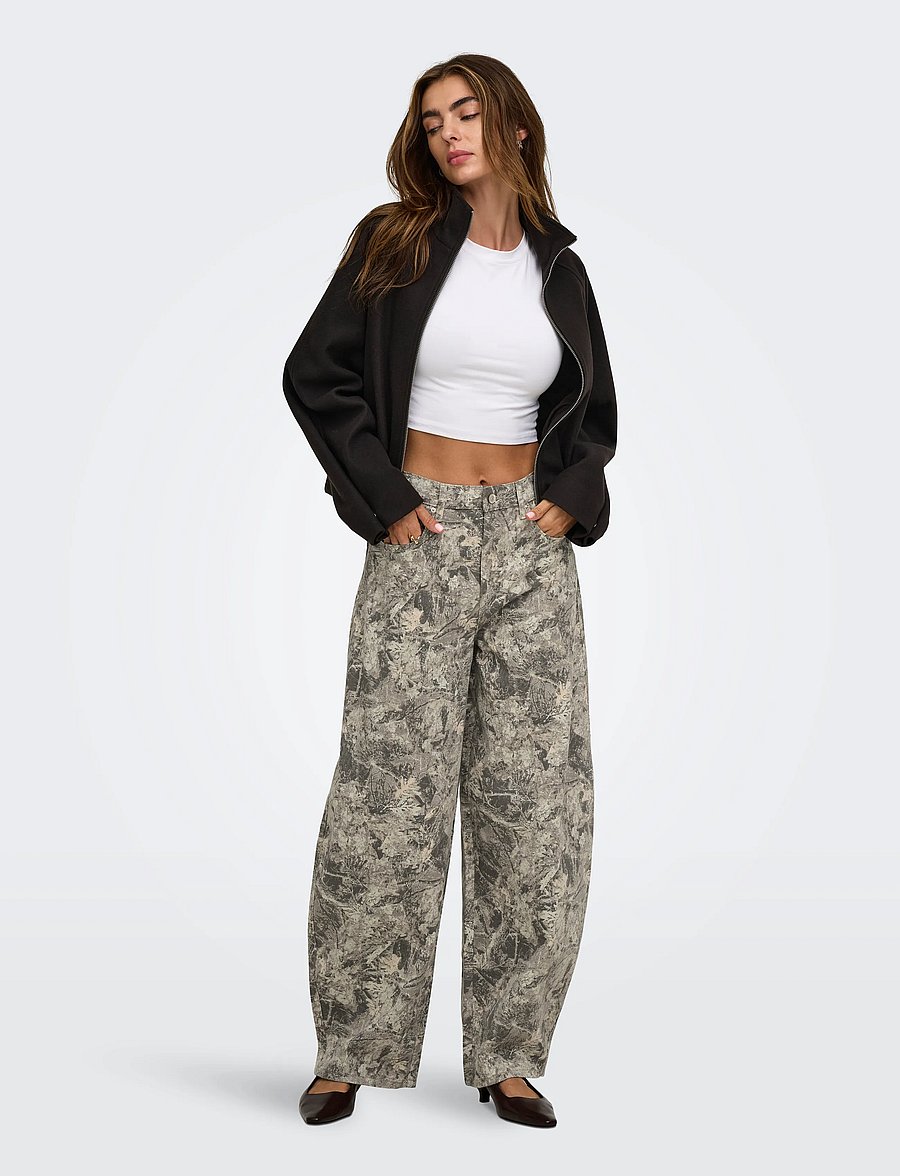 ONLY - ONLTAYLOR-BANU HW CAMO BARREL PANT PNT - barrel-teksad - smokey olive - 4