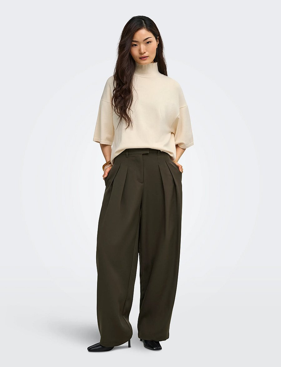 ONLY - ONLKIRSY MW PLEAT BARREL PANT TLR - barrel trousers - coffee bean - 4