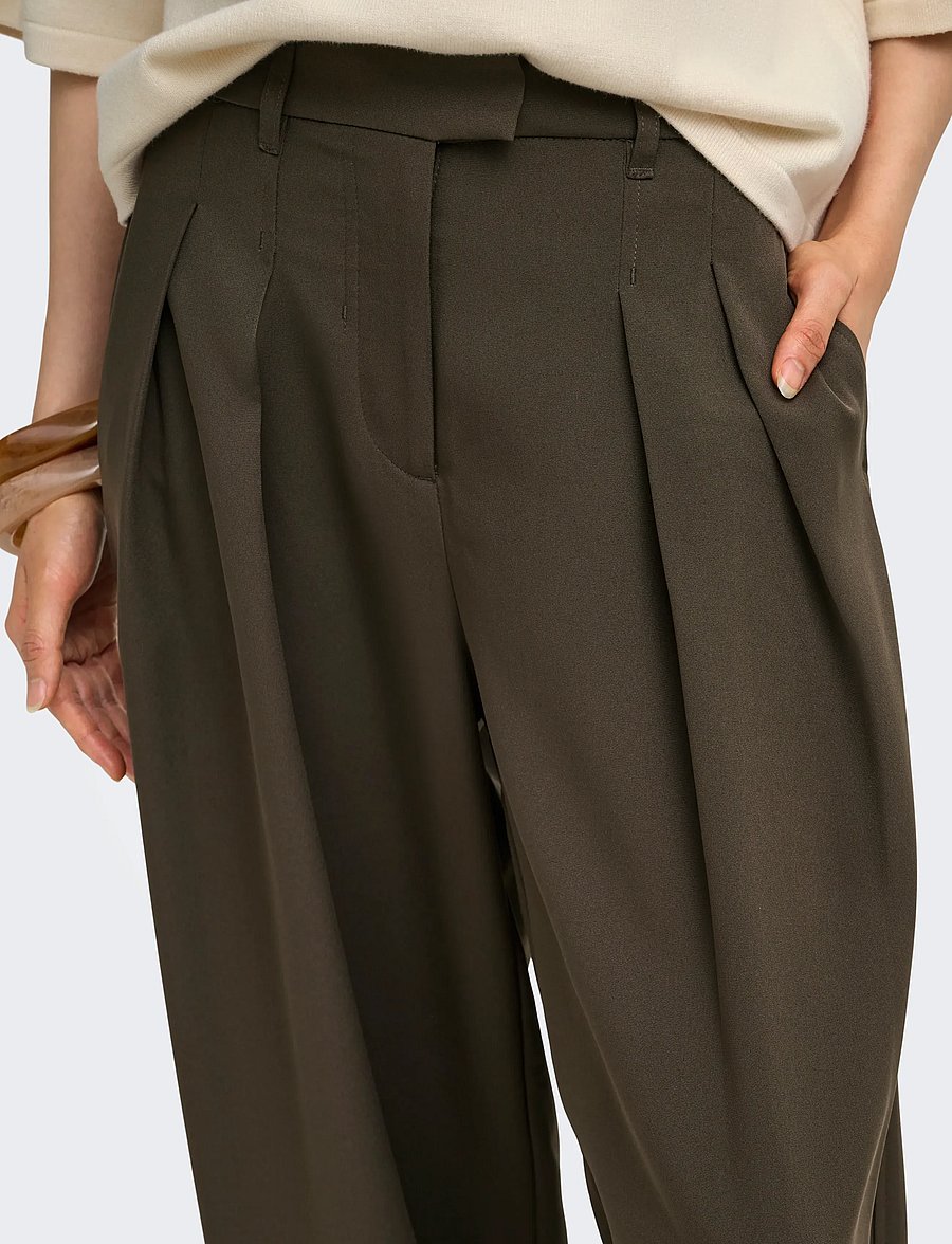 ONLY - ONLKIRSY MW PLEAT BARREL PANT TLR - barrel trousers - coffee bean - 5