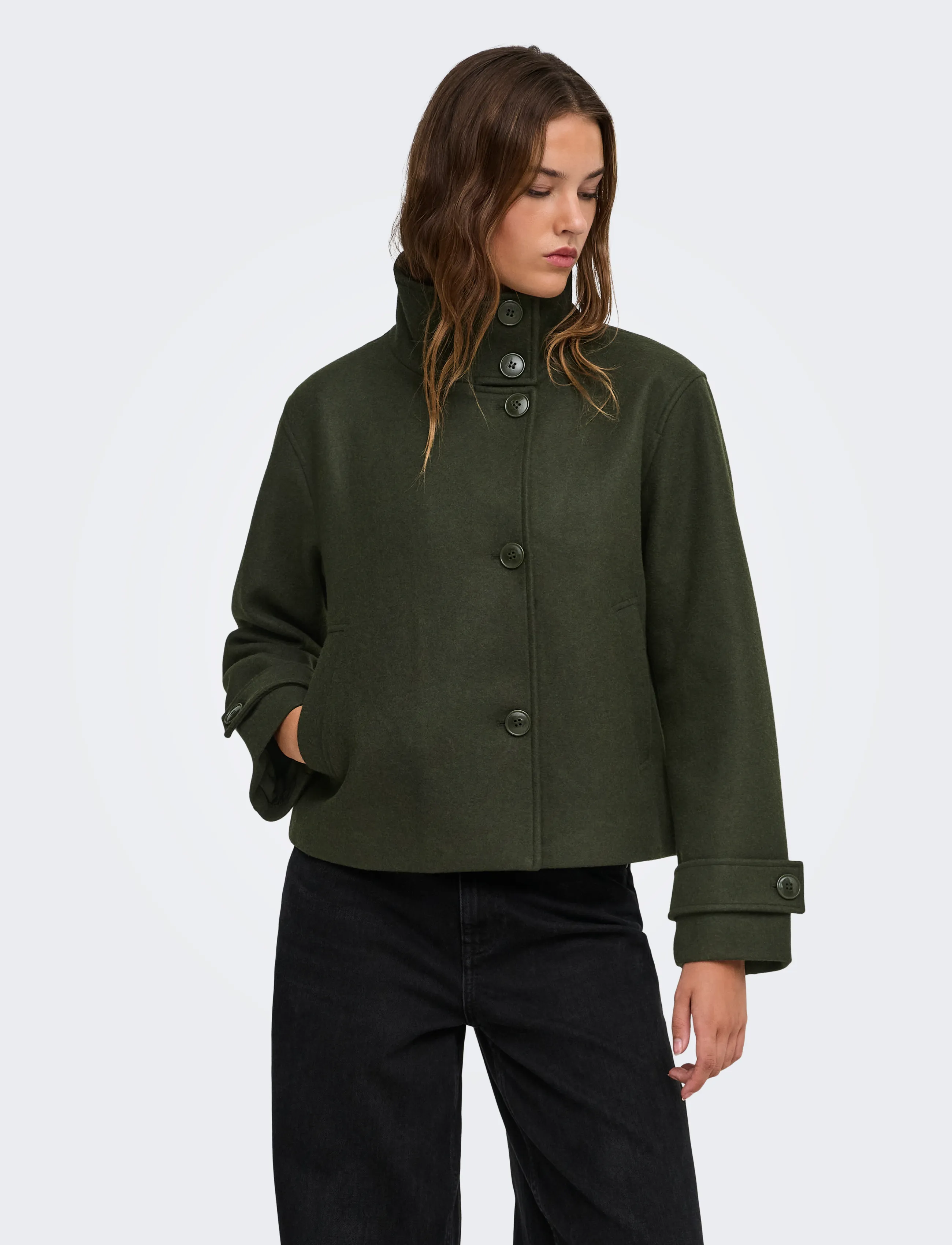 ONLY ONLVELA HIGH NECK JACKET OTW - Kläder - ROSIN / khaki/green