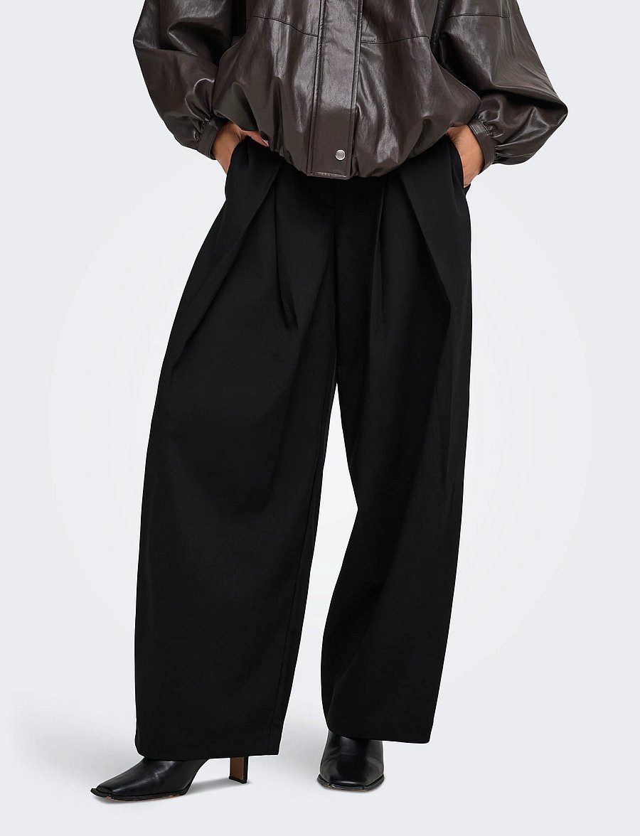 ONLY - ONLYASMINE MW PLEAT BARREL PANT TLR - barrel-bukser - black - 0