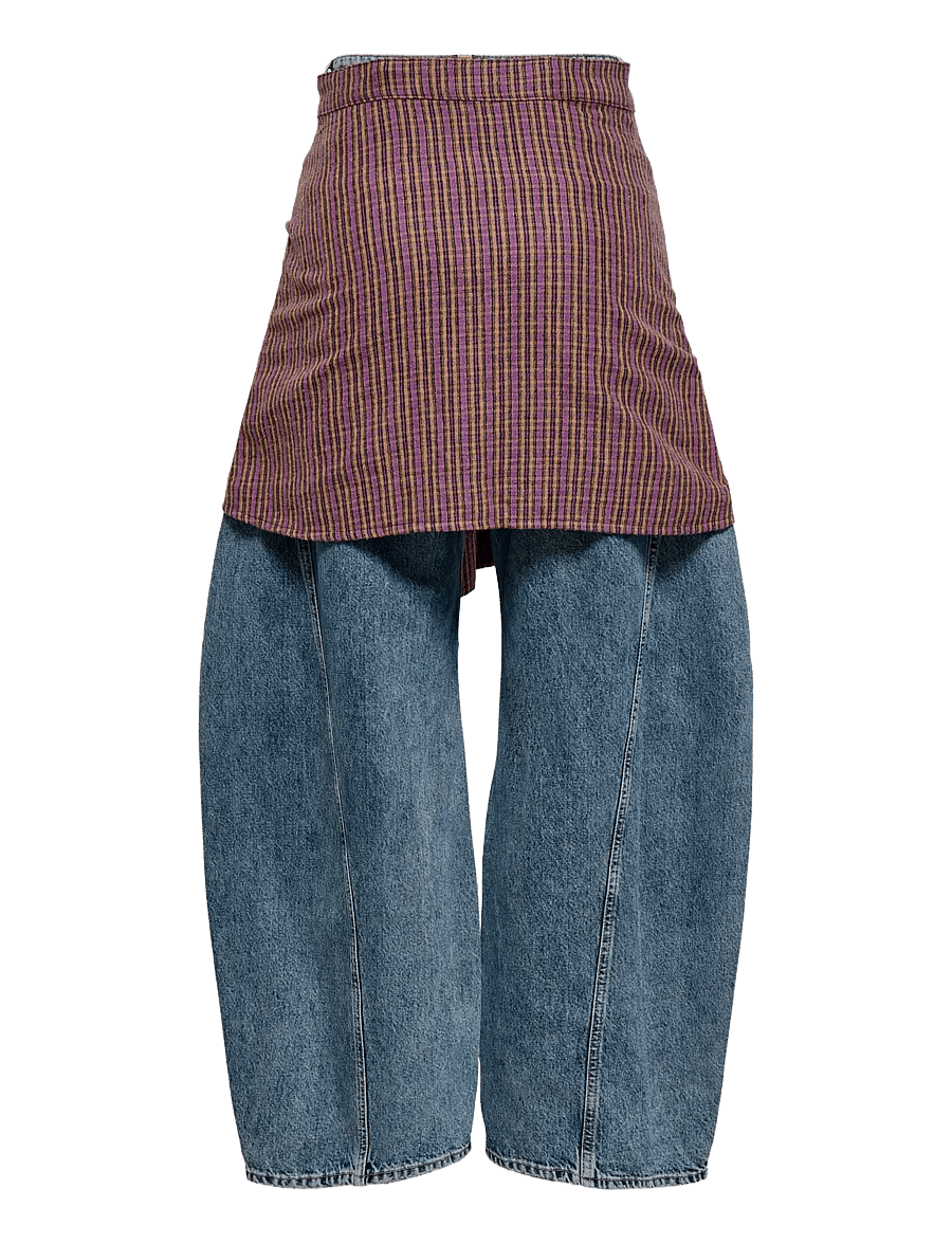 ONLY - ONLWESLEY HW BARREL SHIRT RED DNM DOT - barrel jeans - light blue denim - 1