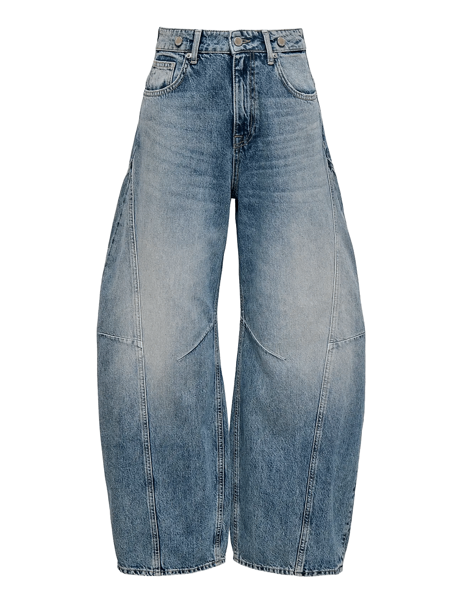 ONLY - ONLWESLEY HW BARREL SHIRT RED DNM DOT - barrel jeans - light blue denim - 2