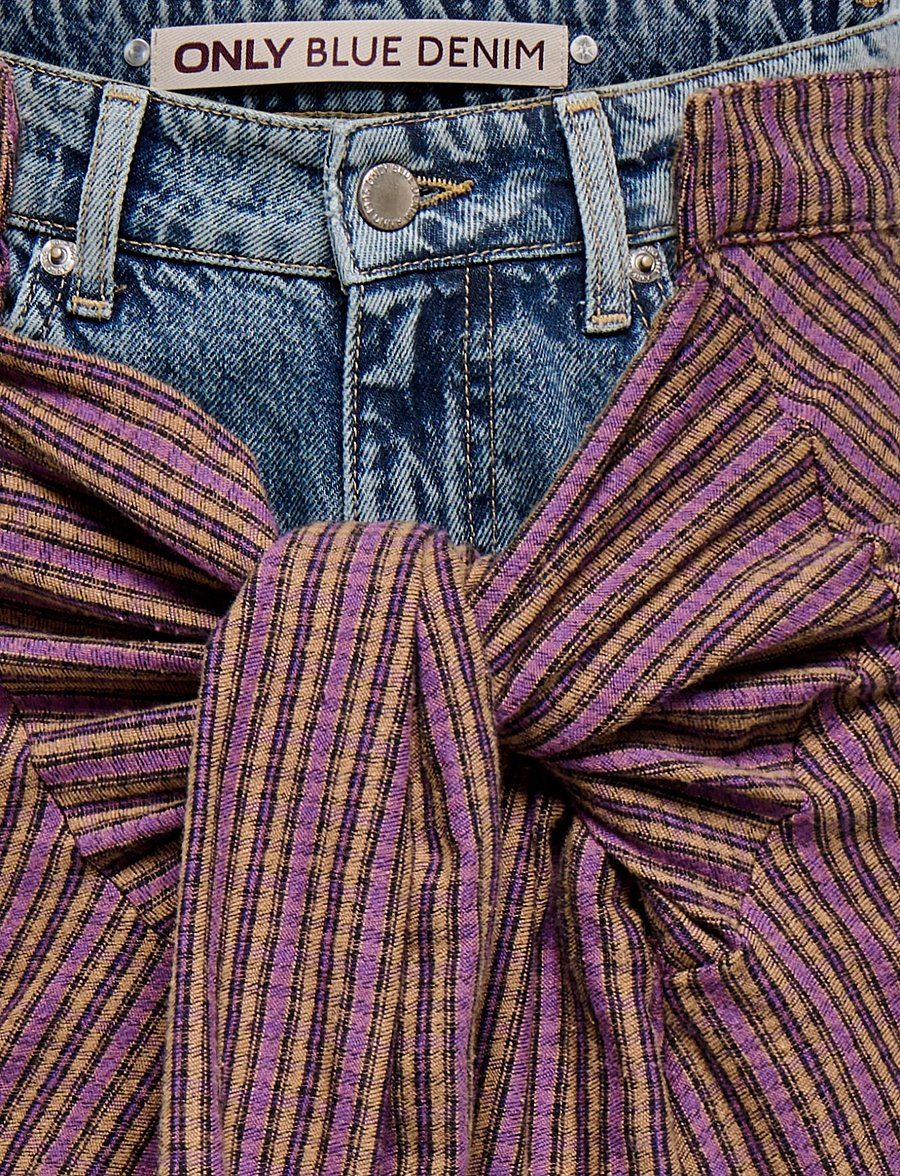 ONLY - ONLWESLEY HW BARREL SHIRT RED DNM DOT - barrel jeans - light blue denim - 3