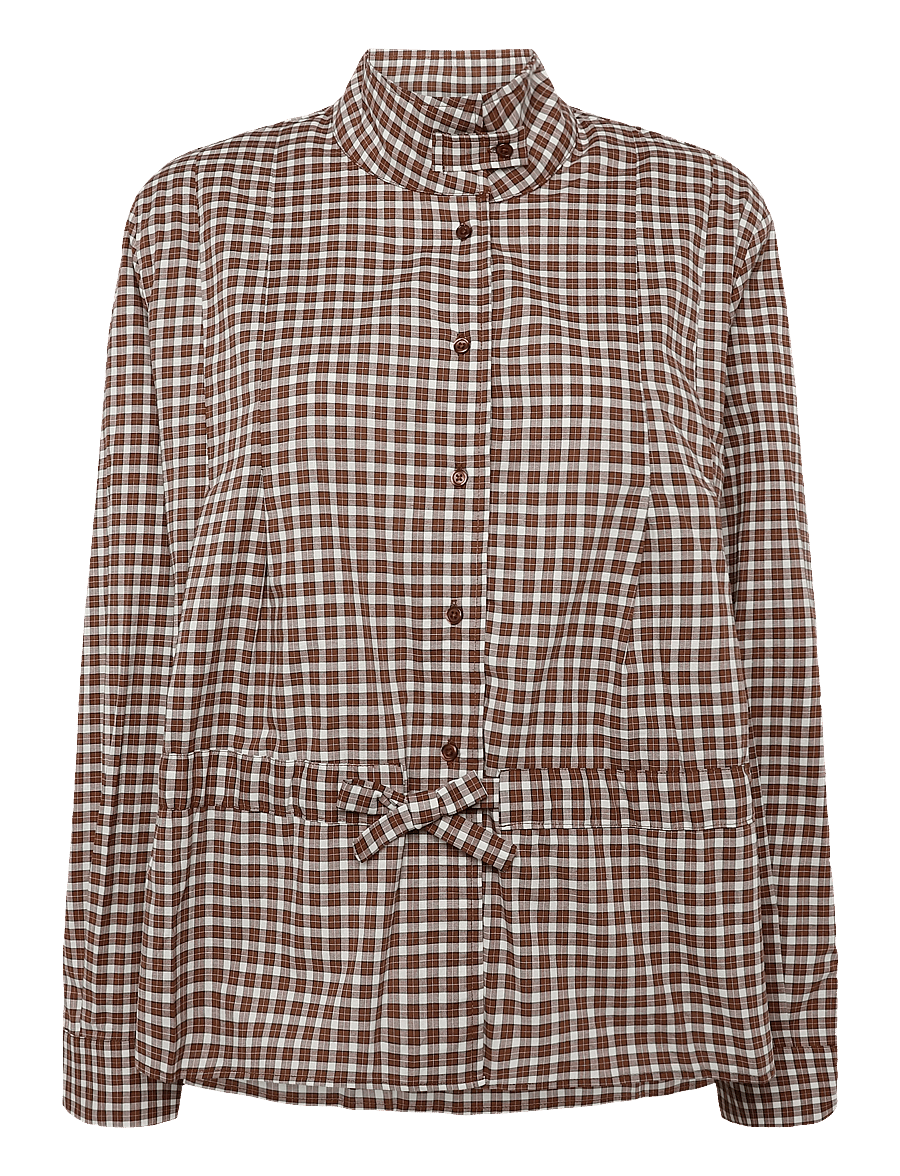 ONLY - ONLKEERY LS HIGHNECK TIE SHIRT EX WVN - cappuccino - 1
