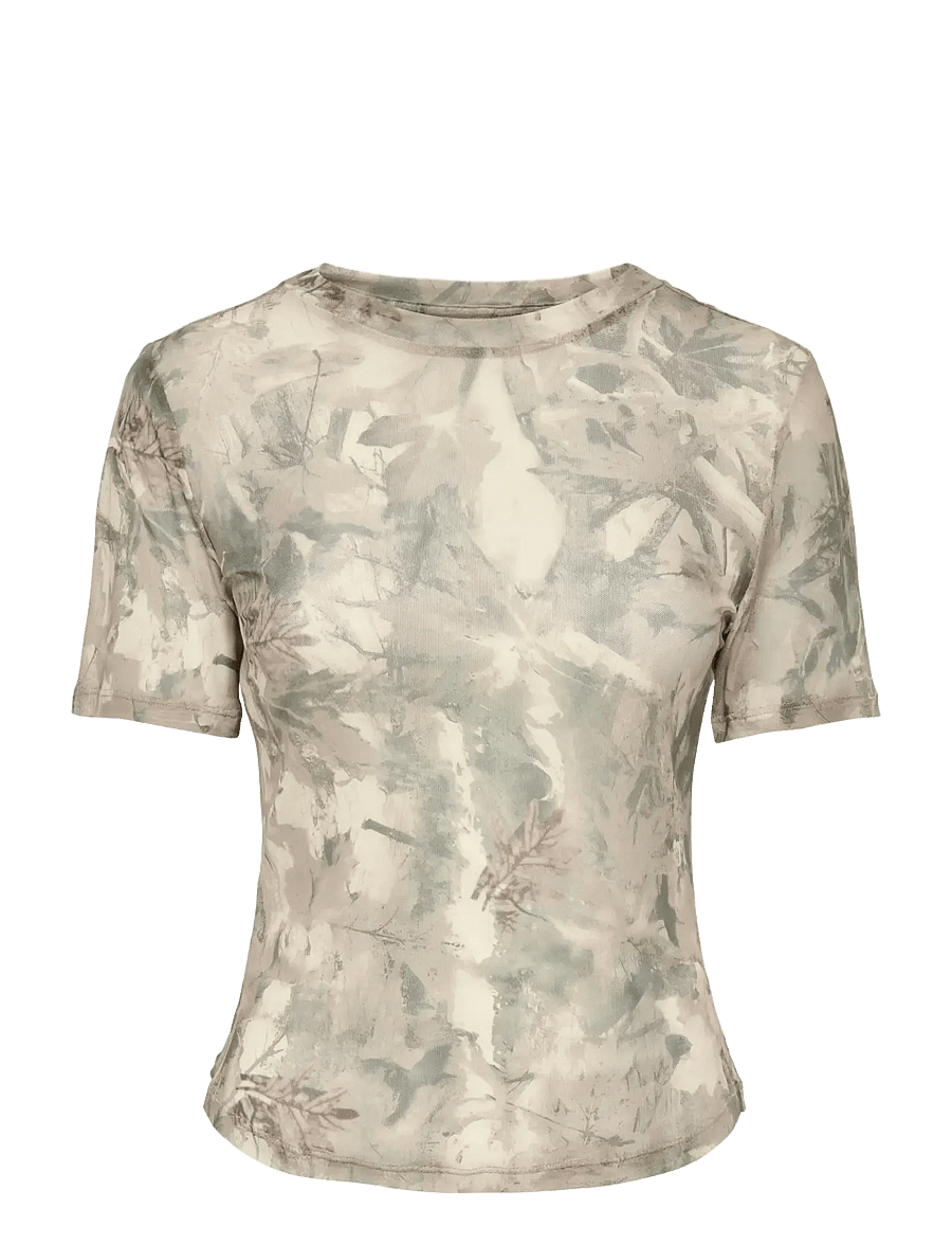 ONLY - ONLLYRI S/S O-NECK TOP AOP CS JRS - t-särgid - walnut - 0