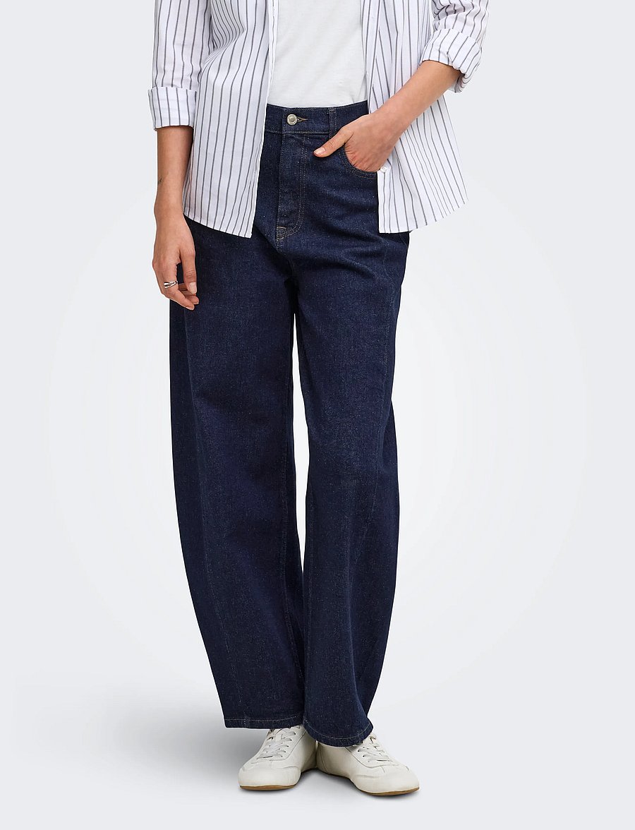 ONLY - ONLJESSICA HW BARREL ANKLE DNM AZG421 - barrel-teksad - dark blue denim - 0