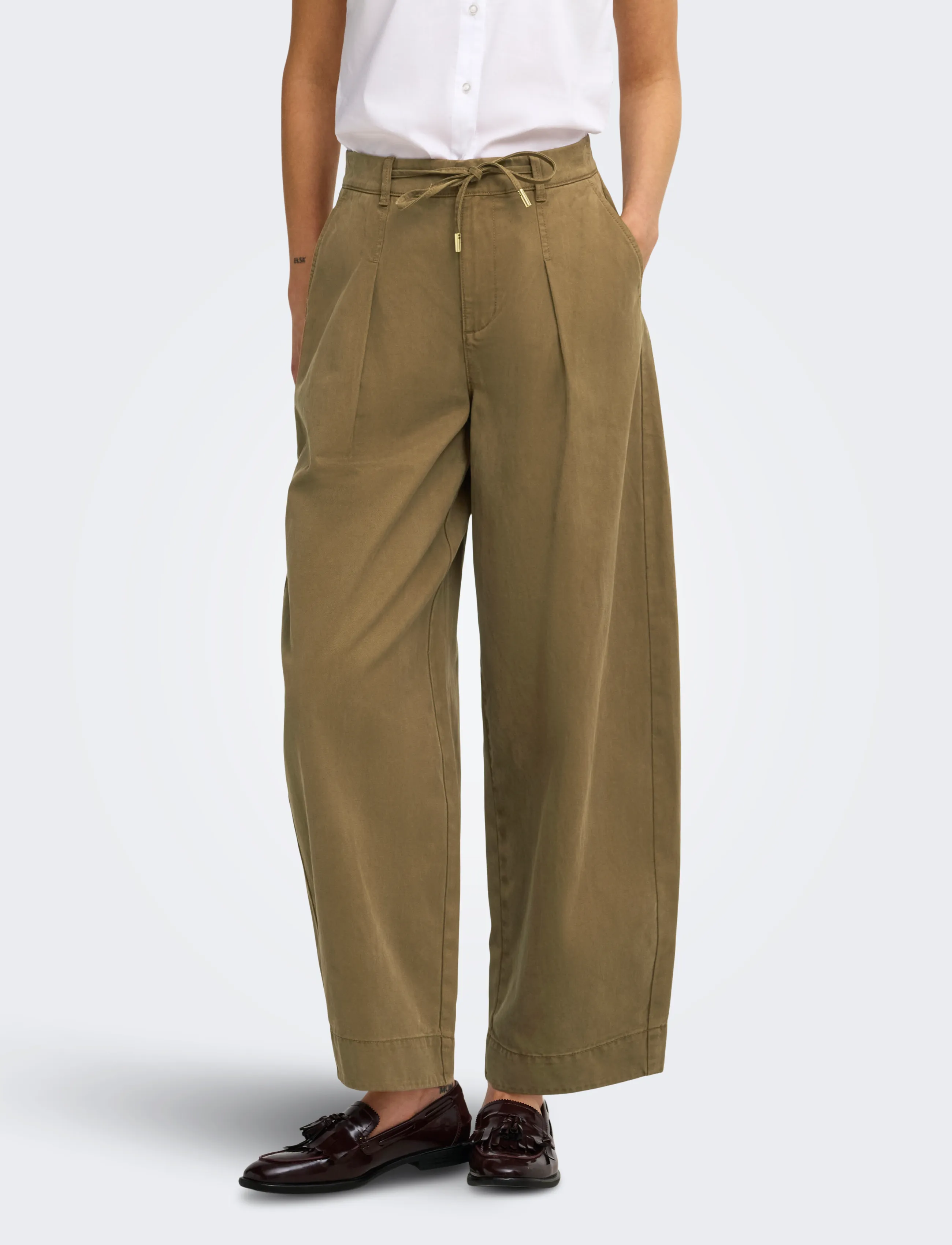 ONLY ONLKAITLIN MW STRING BARREL PANT PNT - Hosen - KANGAROO / khaki/green