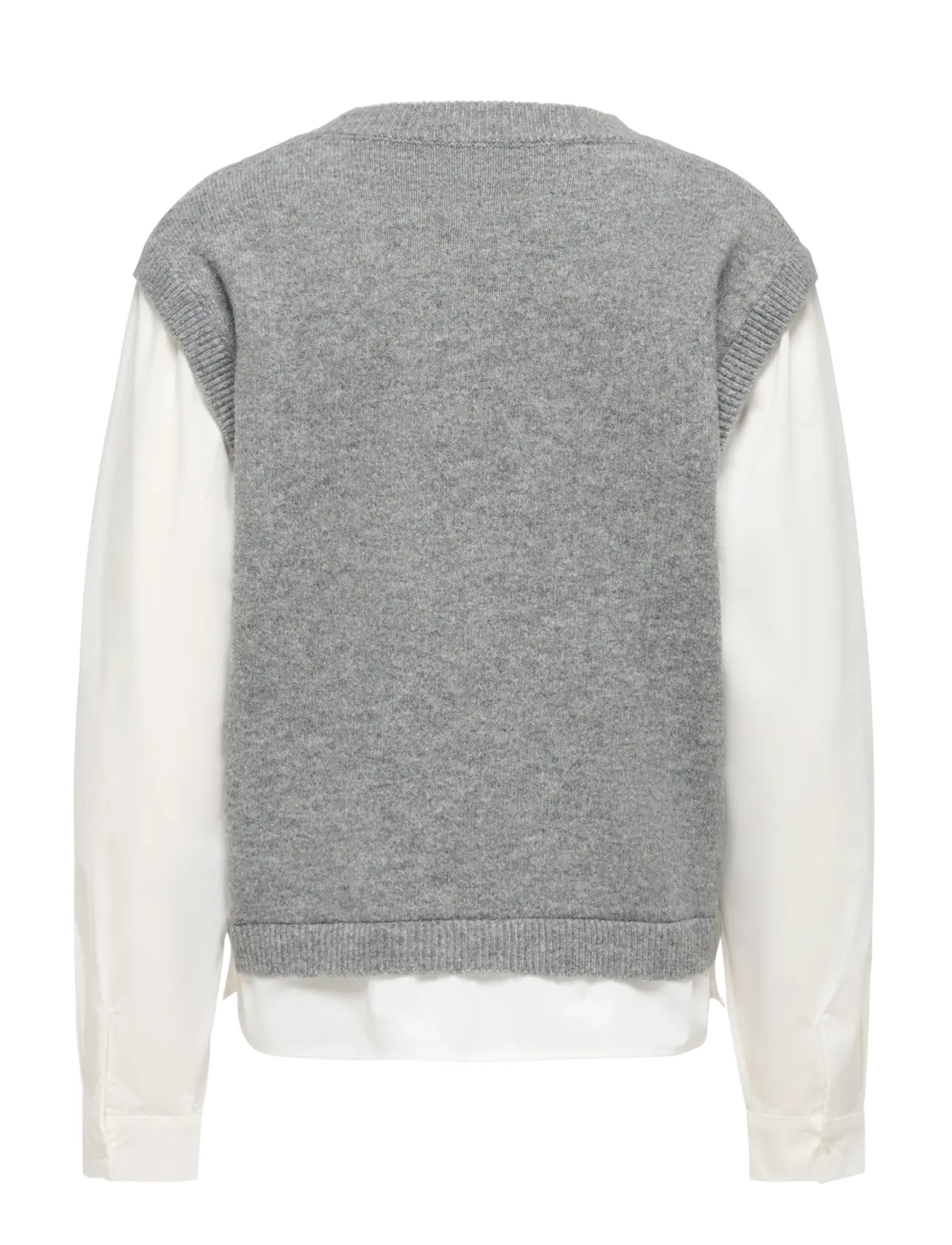 ONLY - ONLKIRA L/S SHIRT KNT - stickade västar - medium grey melange - 1