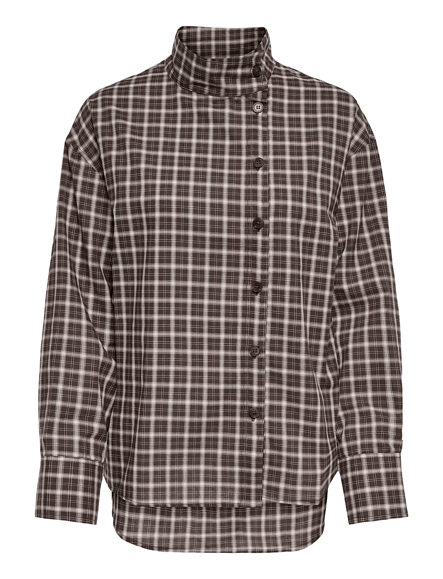 ONLY - ONLFREYA CHECK HIGH NECK SHIRT WVN EX - langärmlige hemden - malt ball - 0