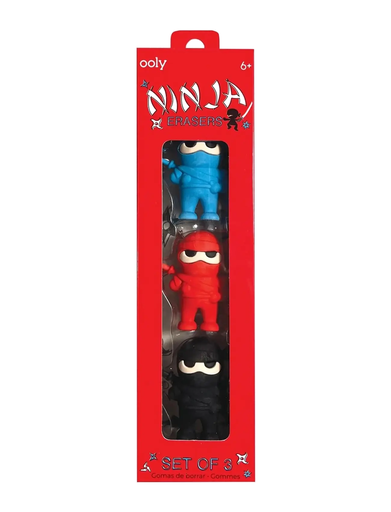 Ooly Eraser 3 Pcs Ninja, One Size, Drawing, Mehrfarbig/gemustert - Stationery, Kinder