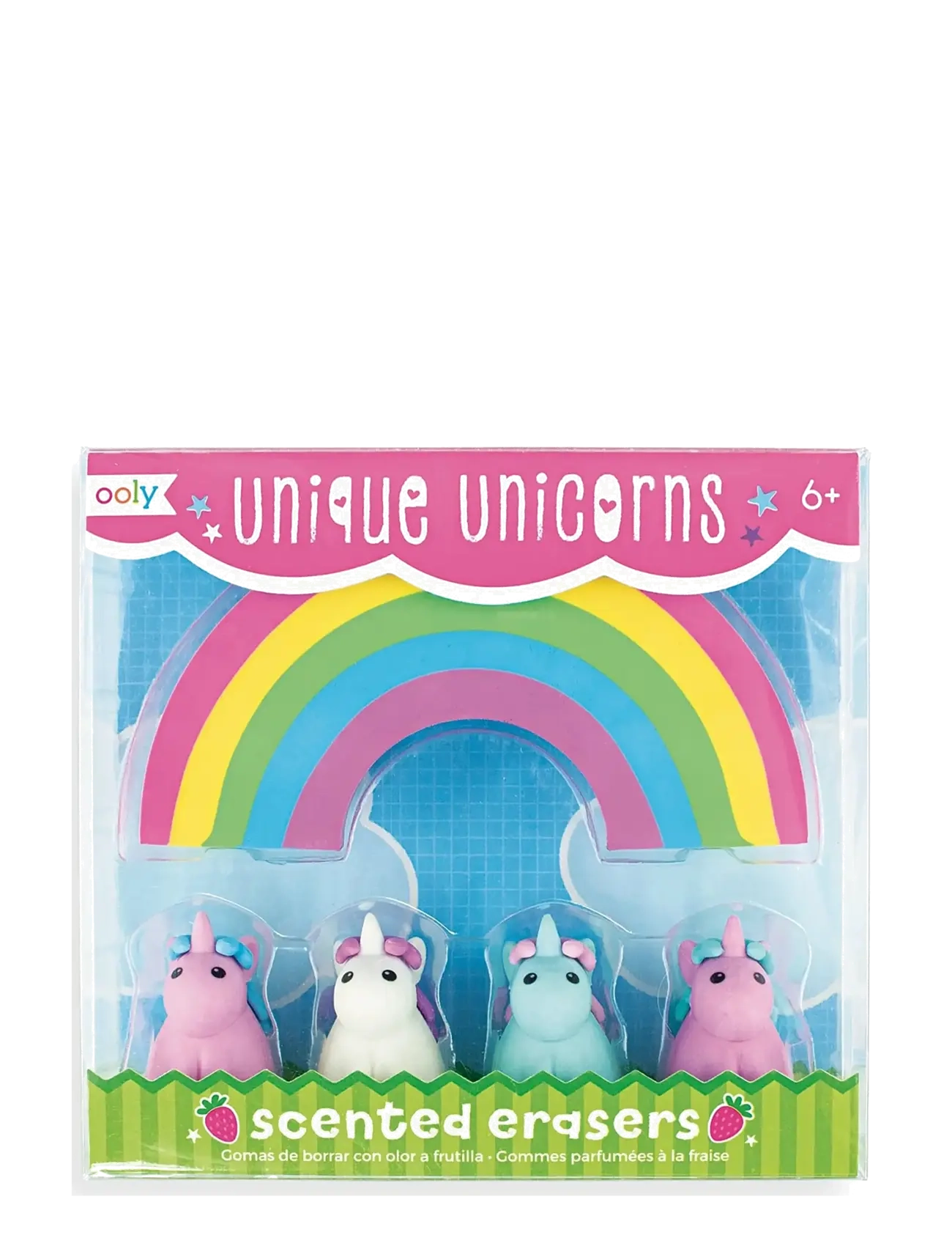 Ooly Scented Eraser 5 Pcs - Unique Unicorns Strawberry, One Size, Multi/patterned, Tegning > Papirvarer, Børn