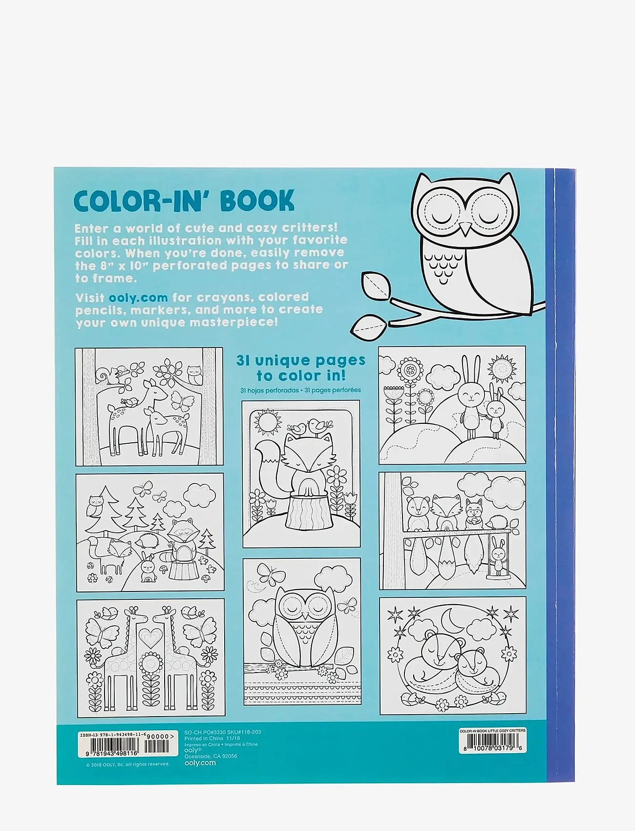 Ooly - Colouring Book - Little Cozy Critters - mal- & bastelbücher - blue - 3