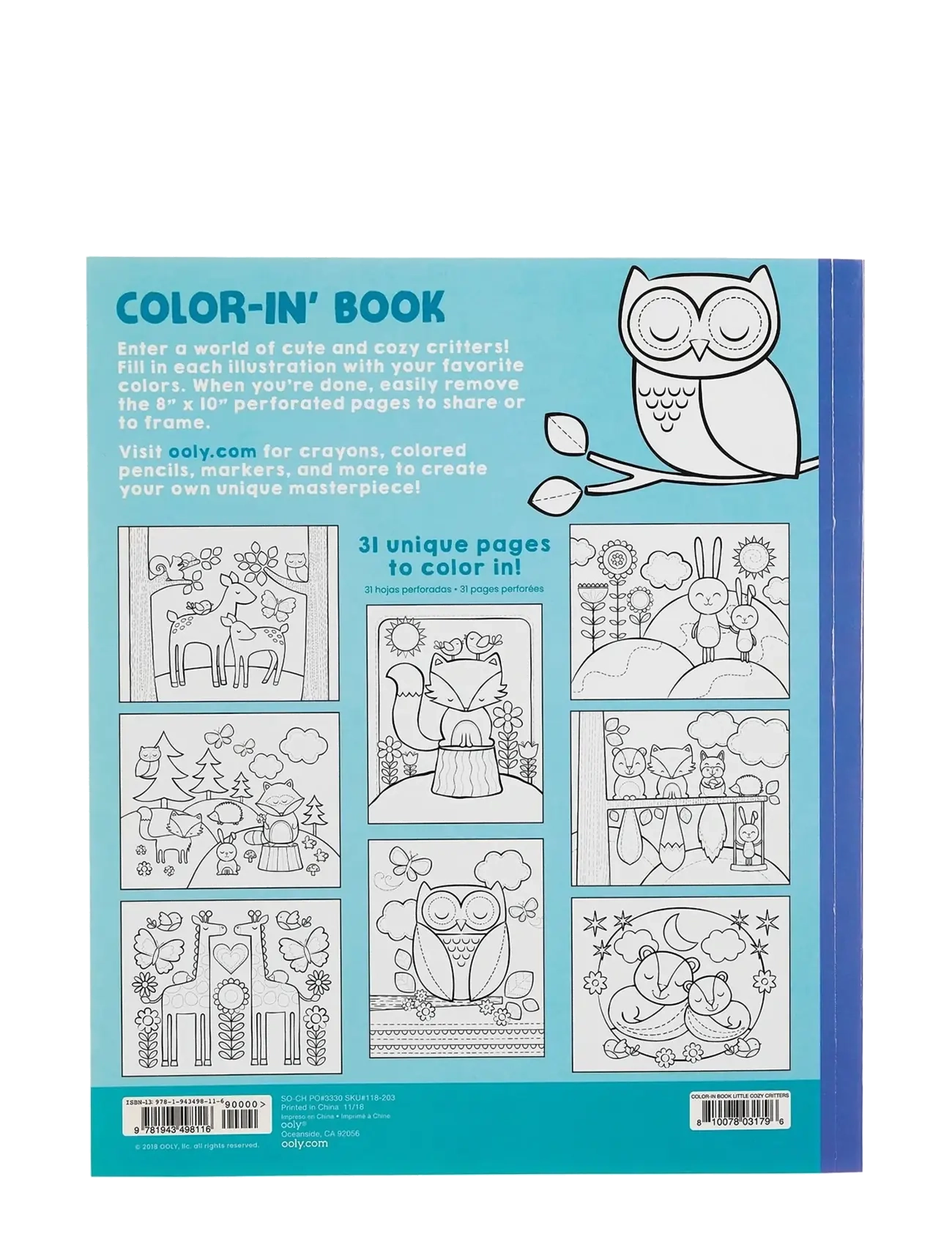 Ooly - Colouring Book - Little Cozy Critters - piešimo reikmenys - blue - 3