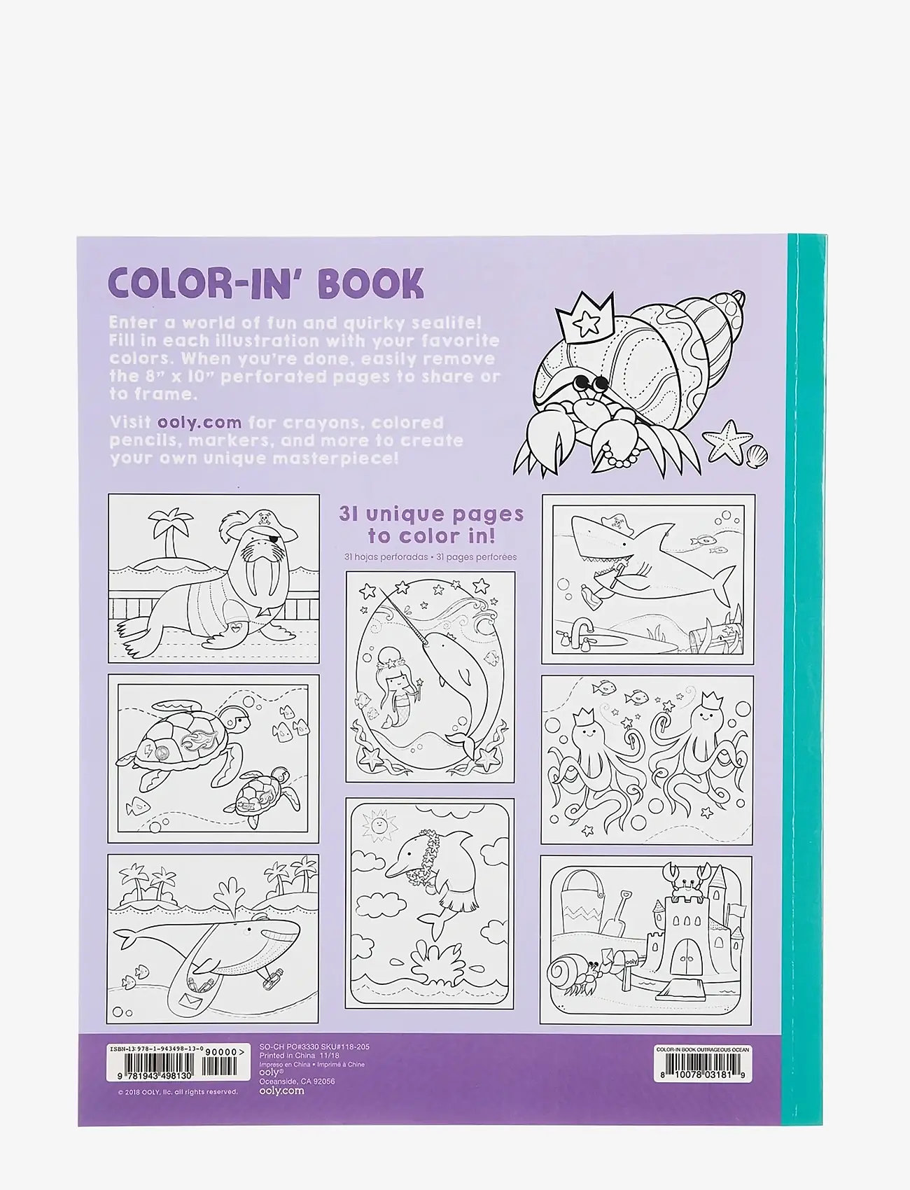 Ooly - Colouring Book - Outrageous Ocean - male- & kreabøger - green - 4