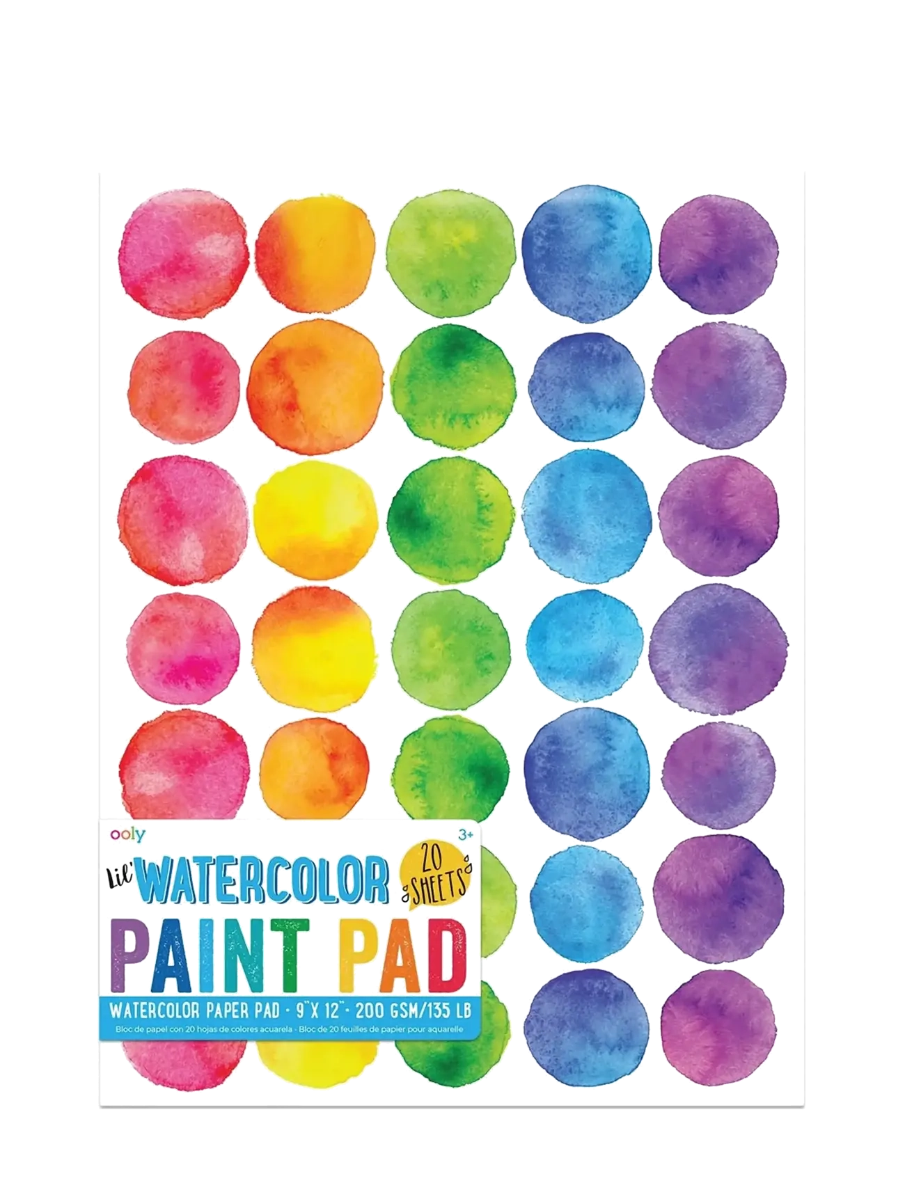 Ooly Watercolour Pad Lil Watercolor 23X30,5 Cm, One Size, Drawing, Mehrfarbig/gemustert - Calendars & Notebooks, Kinder