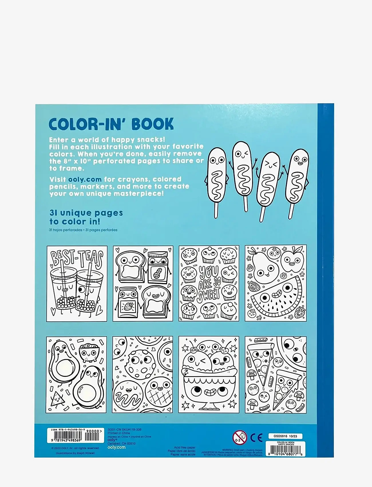 Ooly - Colouring Book - Happy Snacks - värvimis- & käsitööraamatud - multi - 4