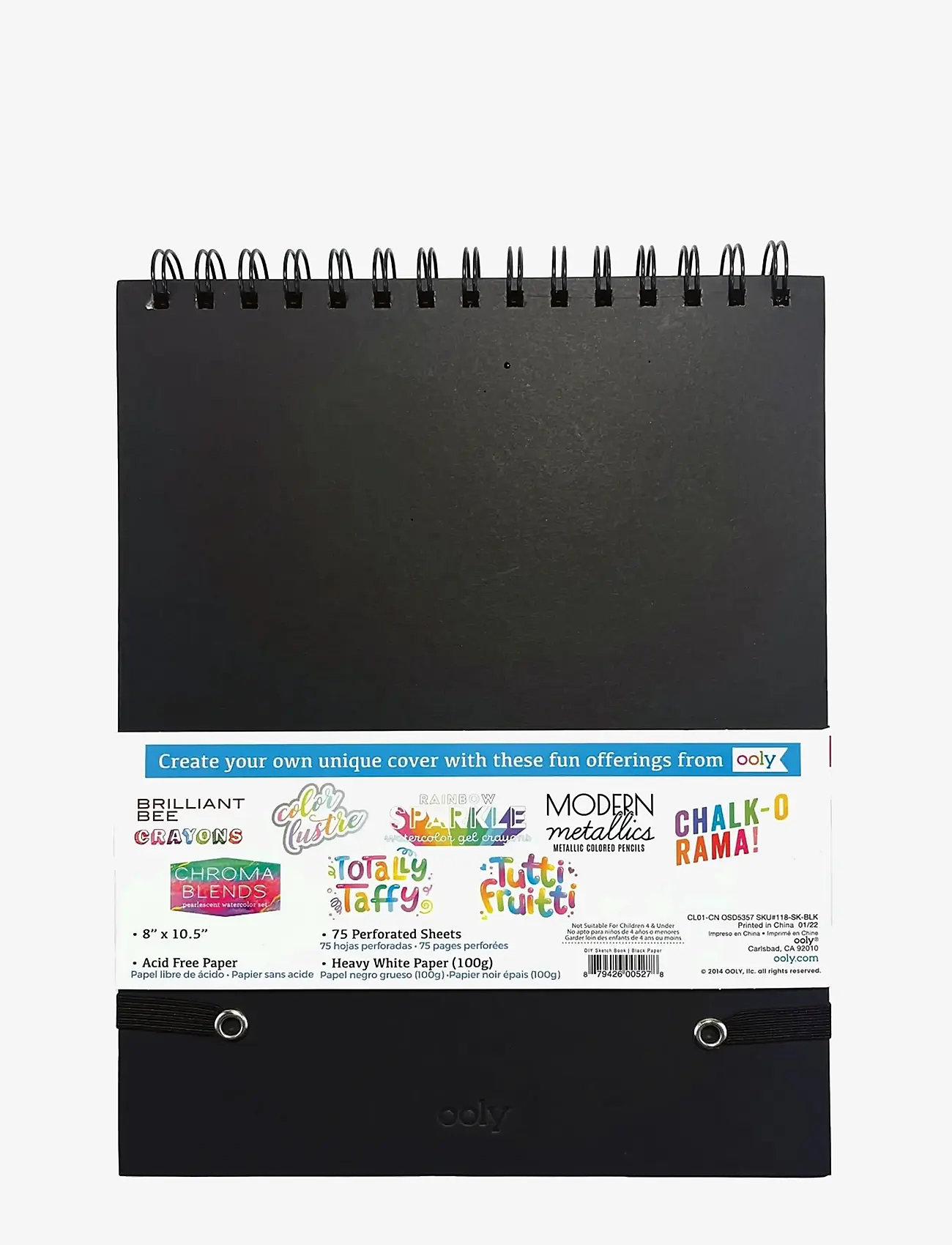 Ooly - Sketchbook - DIY - Black 20,5x26,5 cm - kalendrid ja märkmikud - black - 2