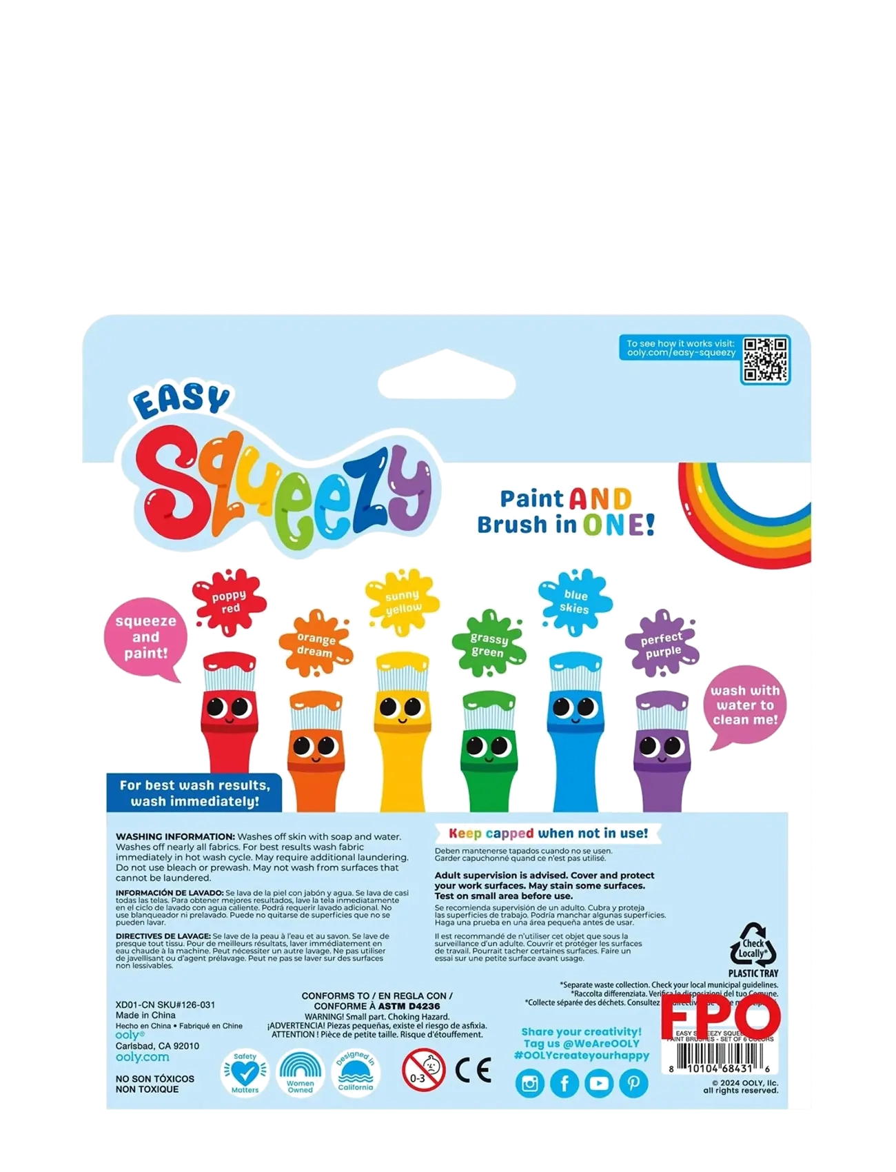 Ooly - Poster Paint in Brush 6 pcs - Easy Squeezy - paints - multi - 5