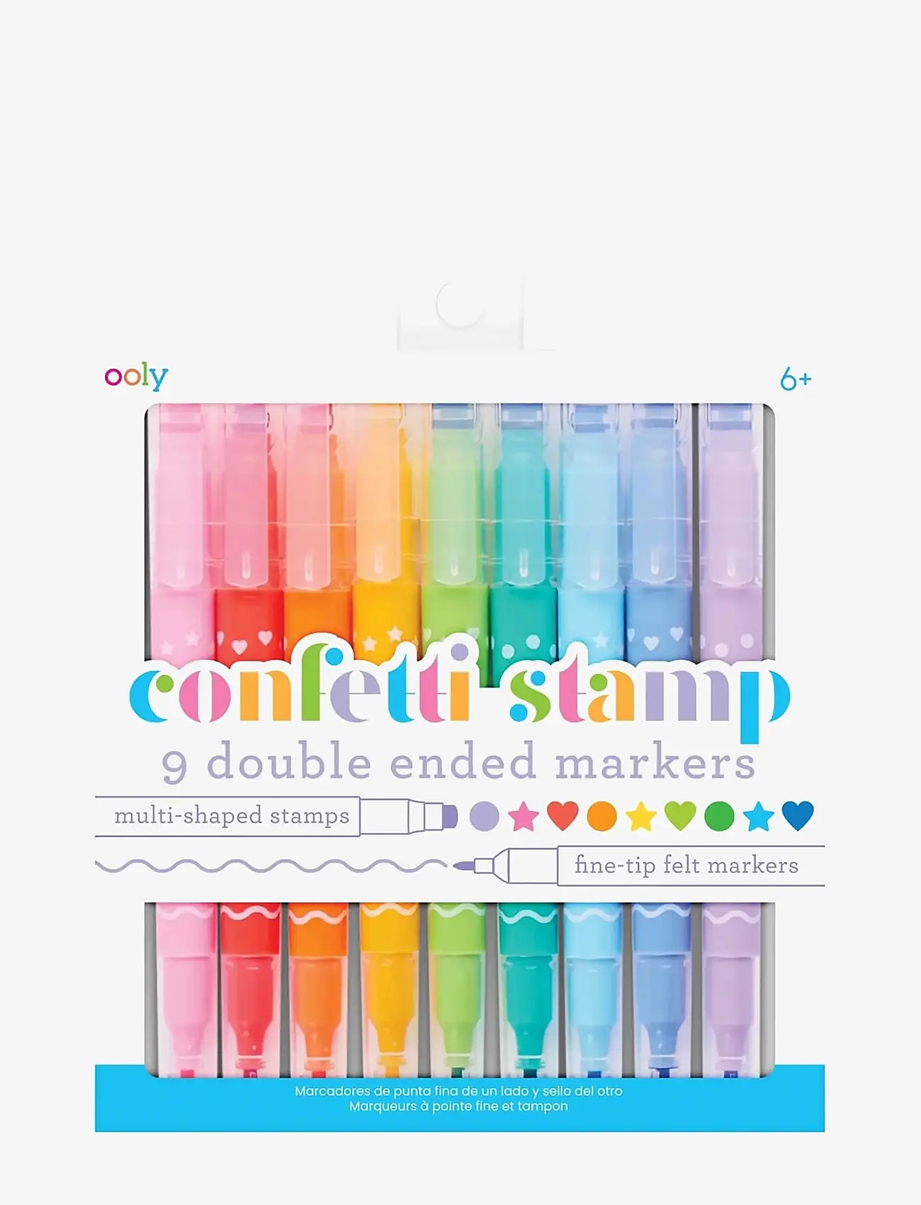 Ooly - Markers with Stamp 9 pcs - Confetti - pennor - multi - 0