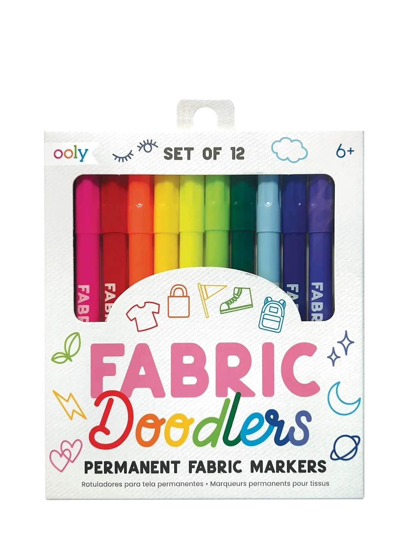 Ooly Fabric Markers 12 pcs - Doodlers - Julegaver til børn - MULTI / multi