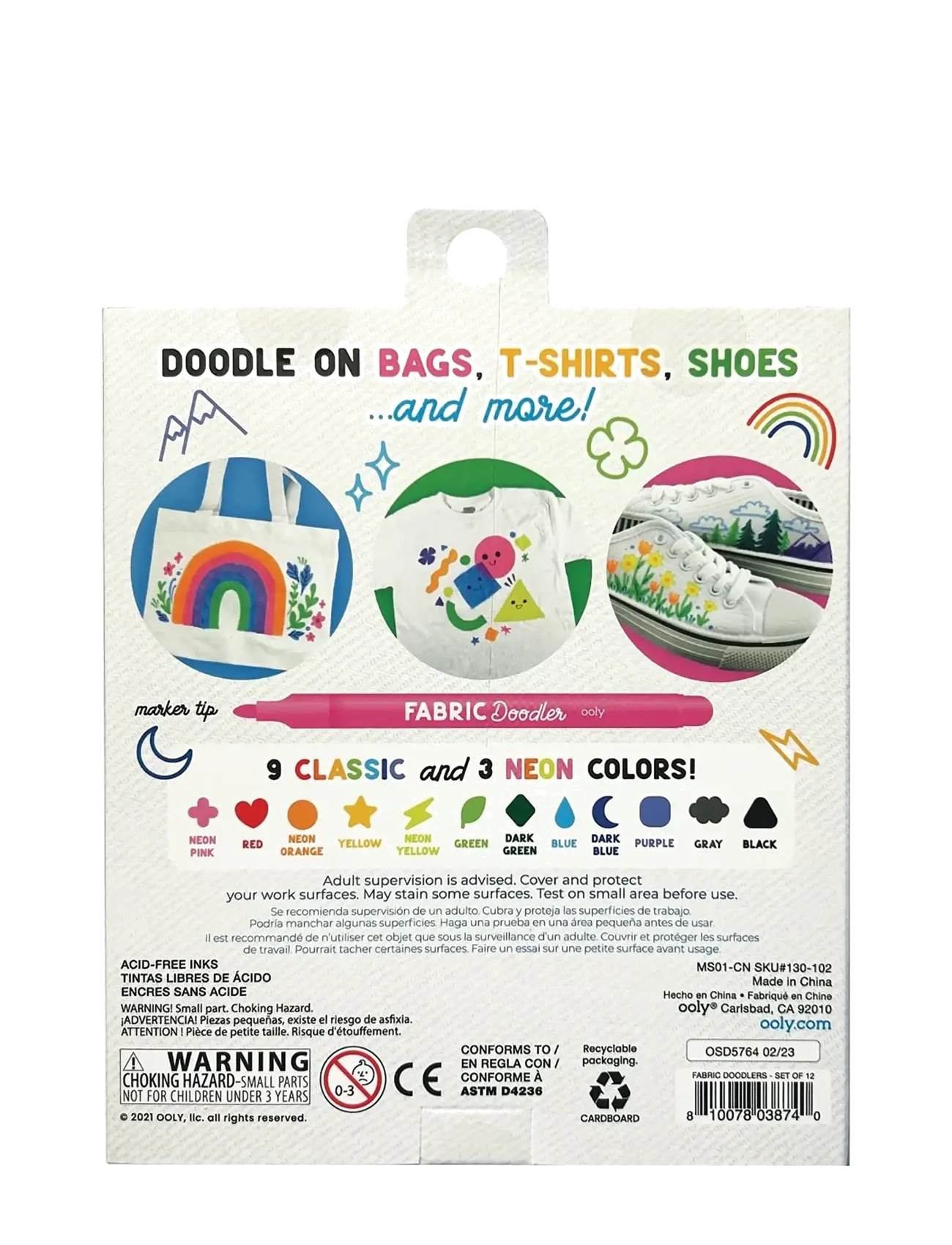 Ooly - Fabric Markers 12 pcs - Doodlers - pennor - multi - 5