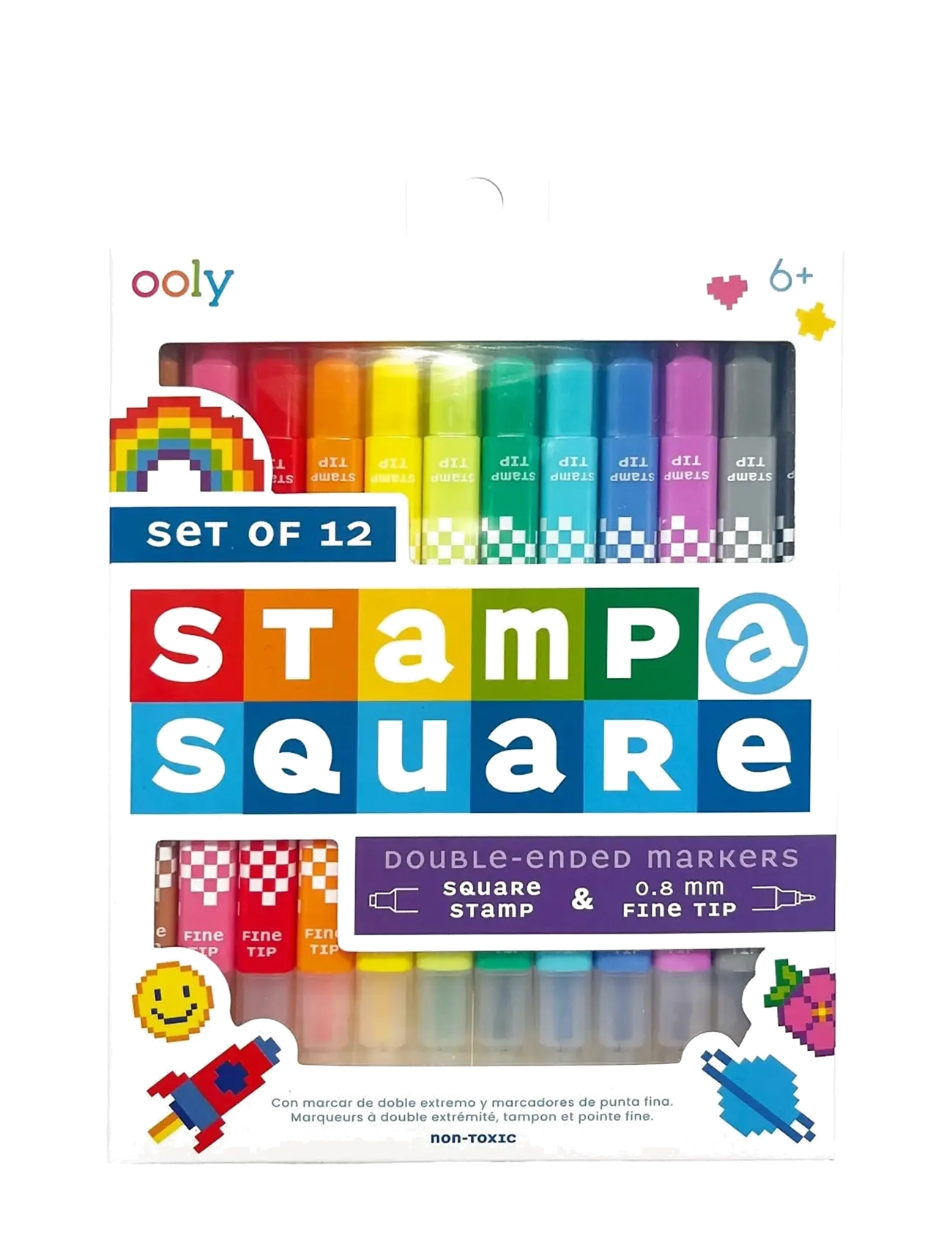 Ooly Markers 12 Pcs - Double Sided - Stamp-A-Square, One Size, Multi/patterned, Drawing > Pencils, Børn
