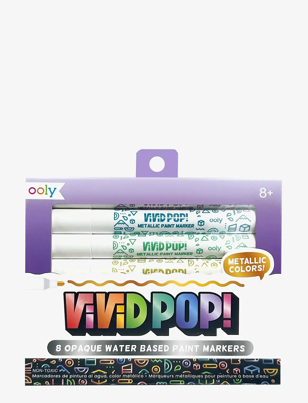 Ooly - Acrylic Markers 8 pcs - Vivid Pop - Metallic - maling - multi - 1