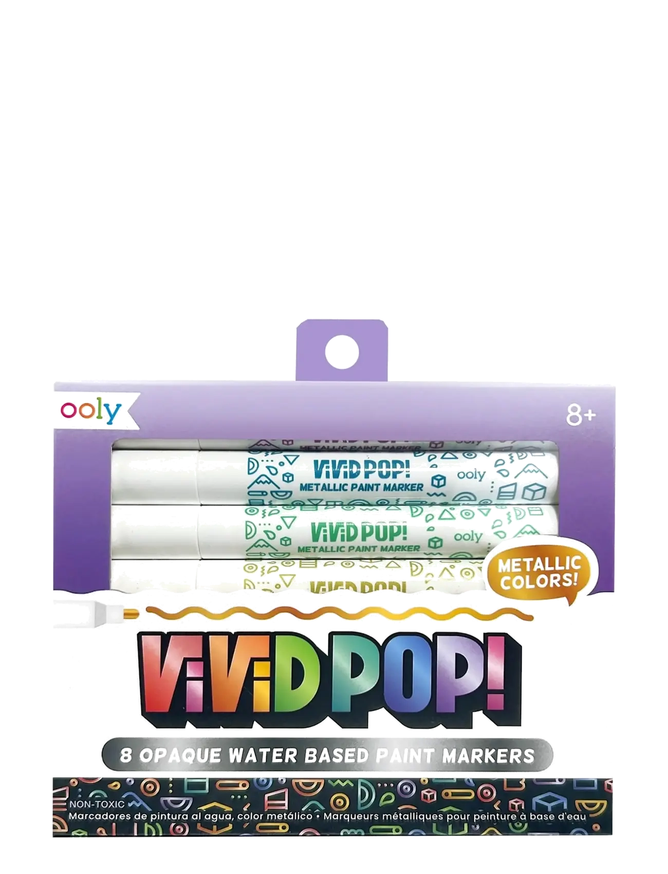 Ooly Acrylic Markers 8 pcs - Vivid Pop - Metallic - Malinger - MULTI / white