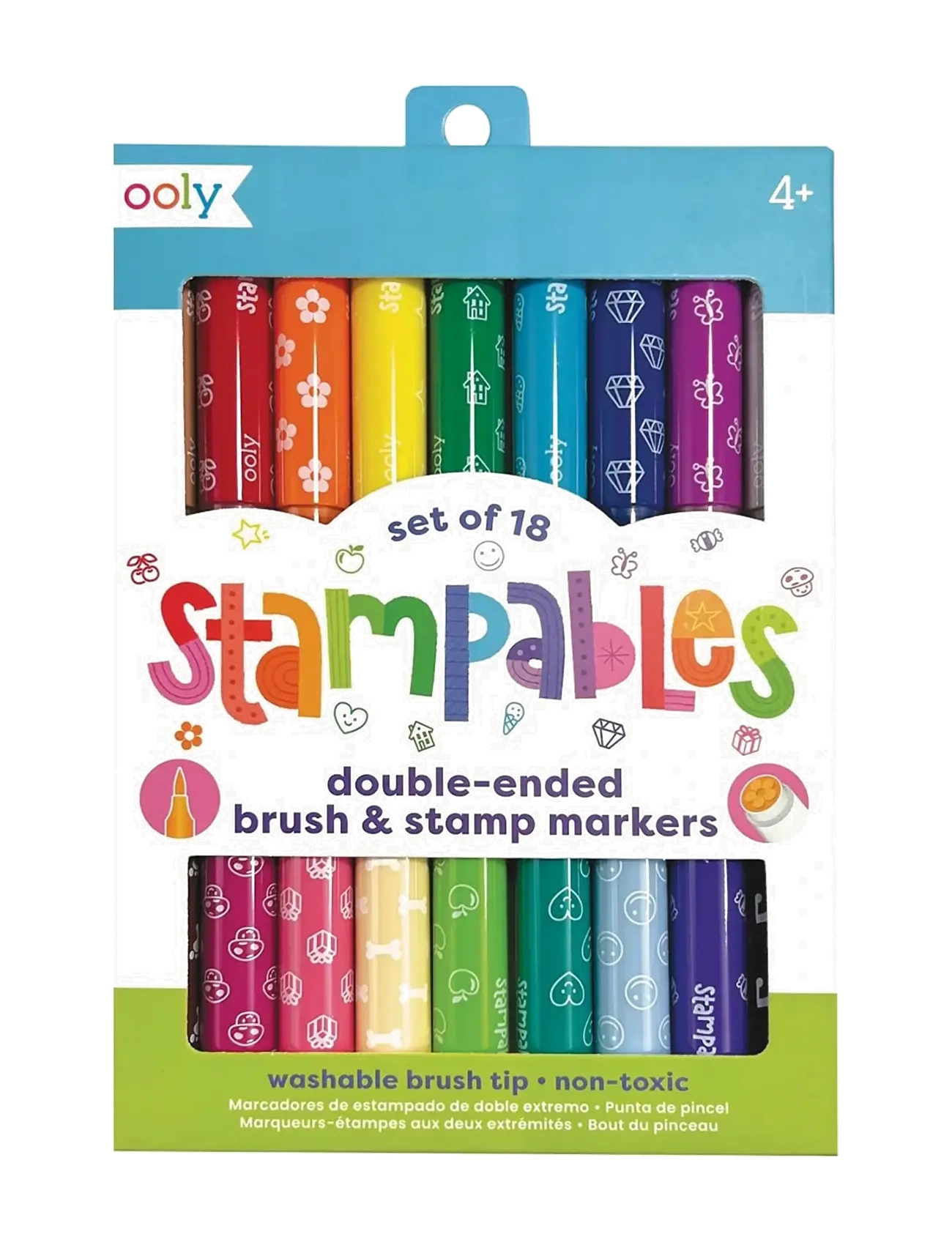 Ooly Brush Markers With Stamp 18 Pcs - Stampables, One Size, Multi/patterned, Drawing > Pencils, Børn