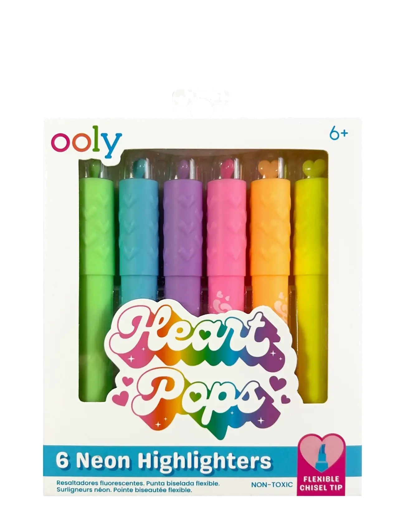 Ooly Highlighter 6 Pcs - Heart Pops Neon, One Size, Multi/patterned, Drawing > Pencils, Børn